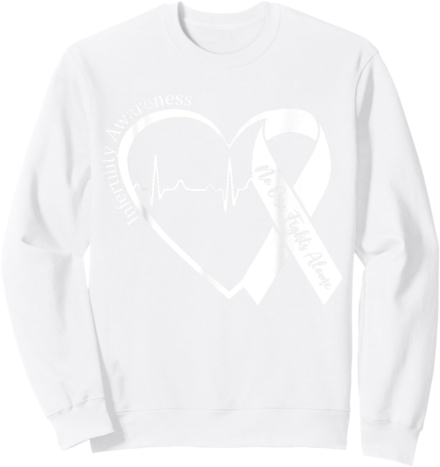 Infertility Awareness Heart Orange Ribbon IVF Transfer Day Sweatshirt - Sweatshirt | White