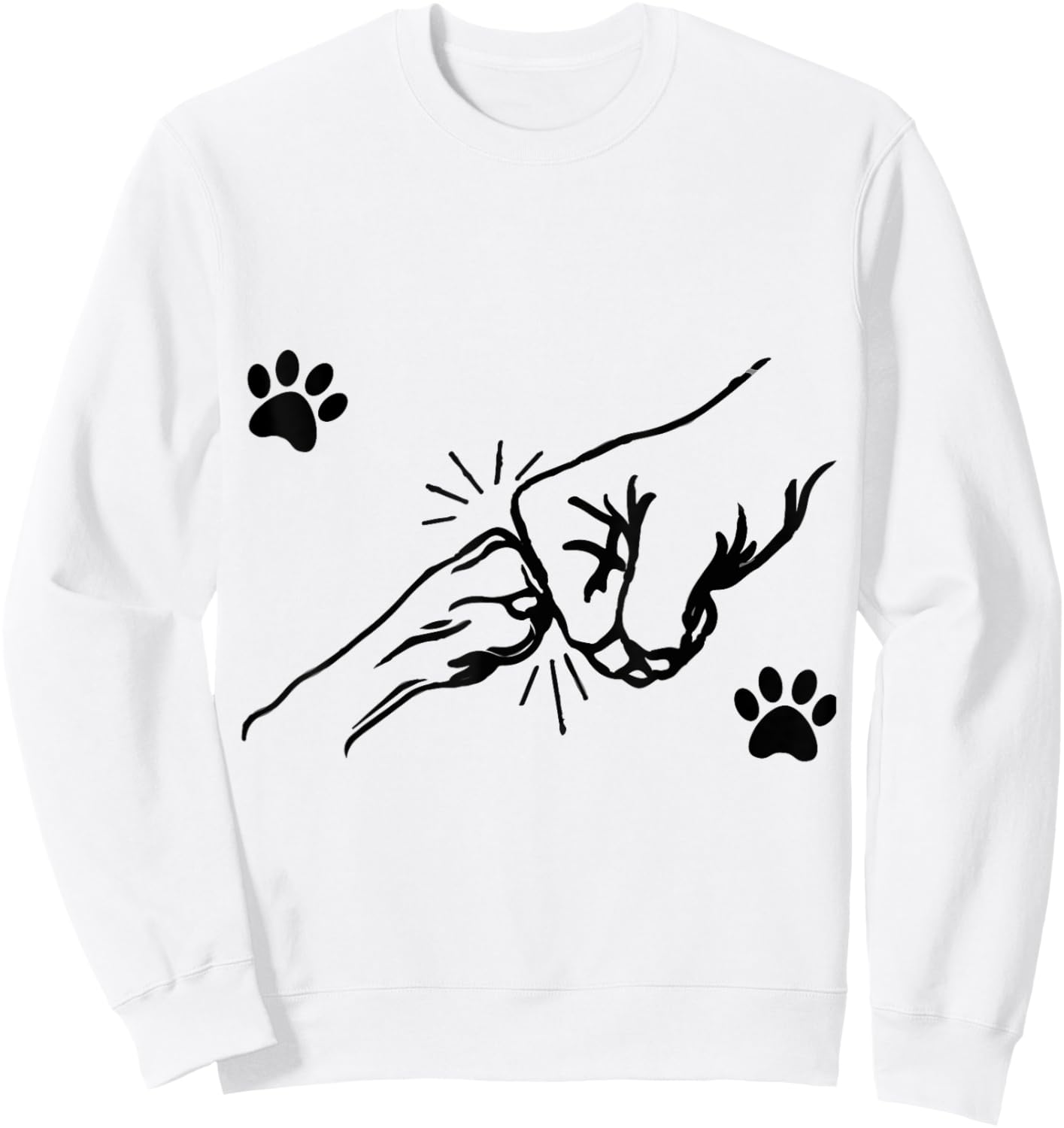 Dog Paw Fist Bump Best Friend Pet Designs Women Dog Lovers Grey Small Modern Graphic Sweatshirt - Sweatshirt | White