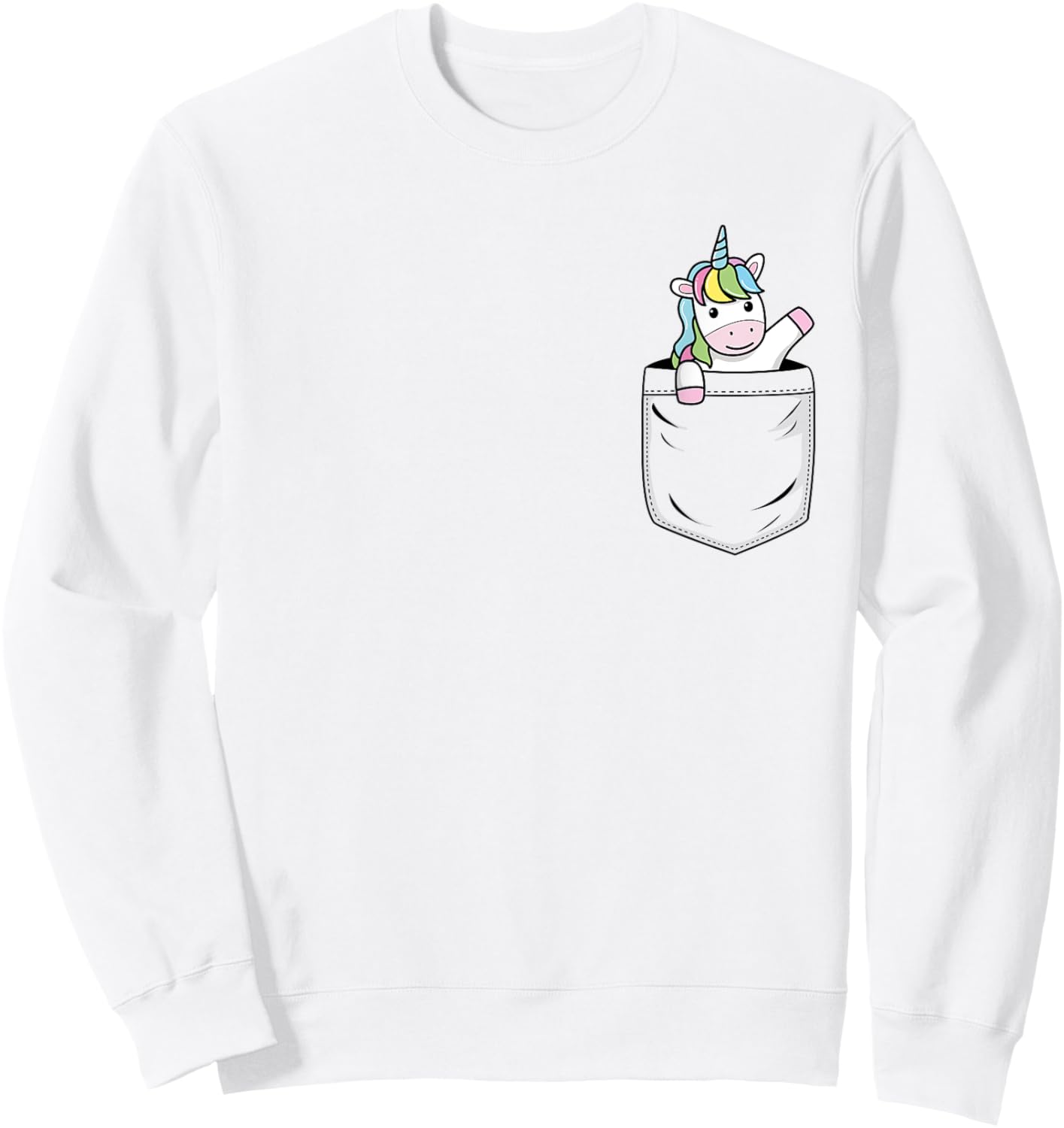 Unicorn Lovers Cute Funny Unicorn In Pocket Sweatshirt - Sweatshirt | White