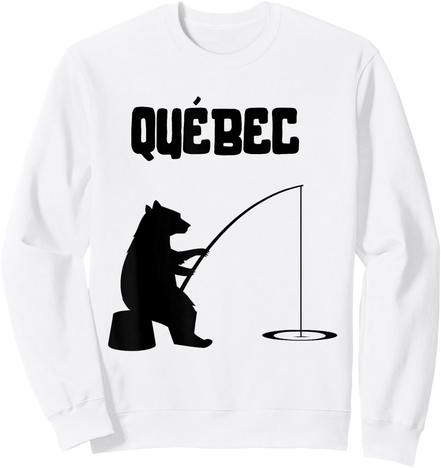 Quebec Shirt | QC Bear Fishing Sweatshirt - Sweatshirt | White