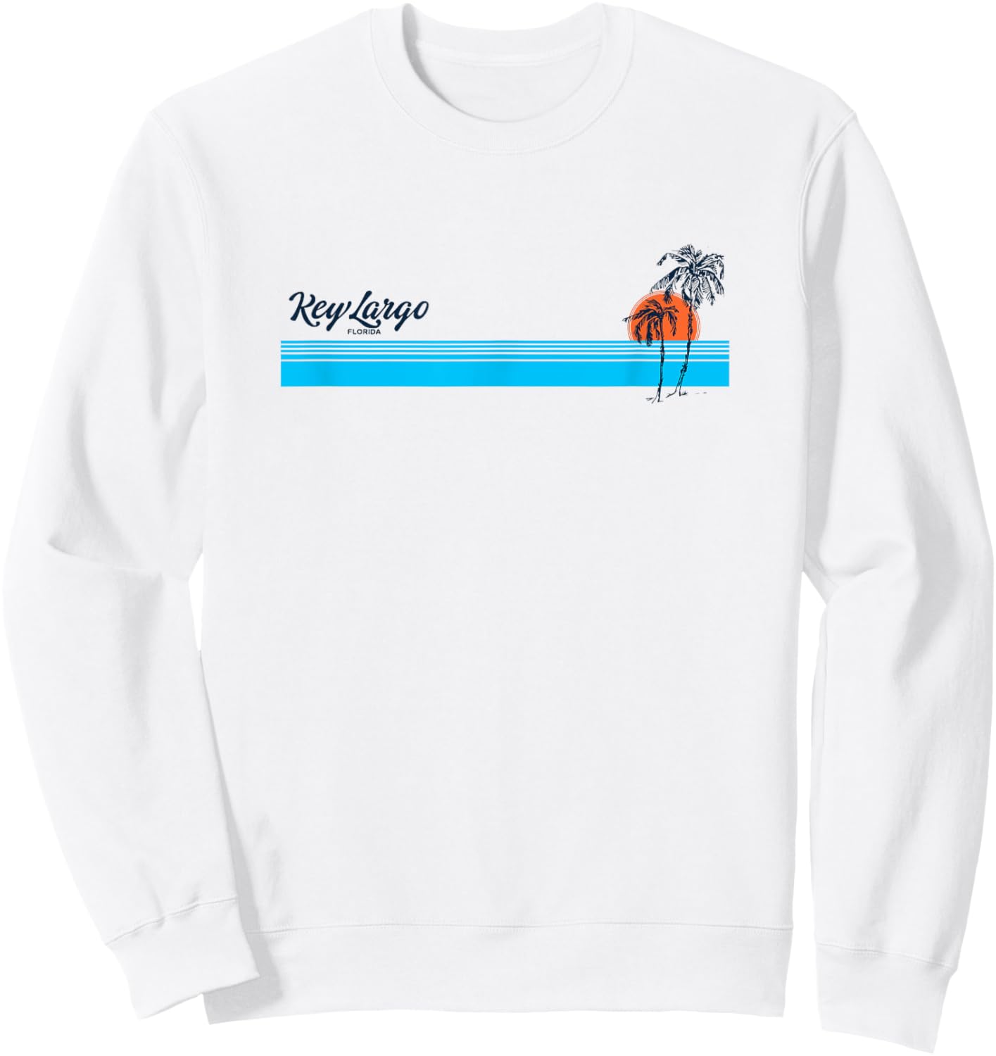 Key Largo FL Vintage 70s Palm Trees Design Sweatshirt - Sweatshirt | White