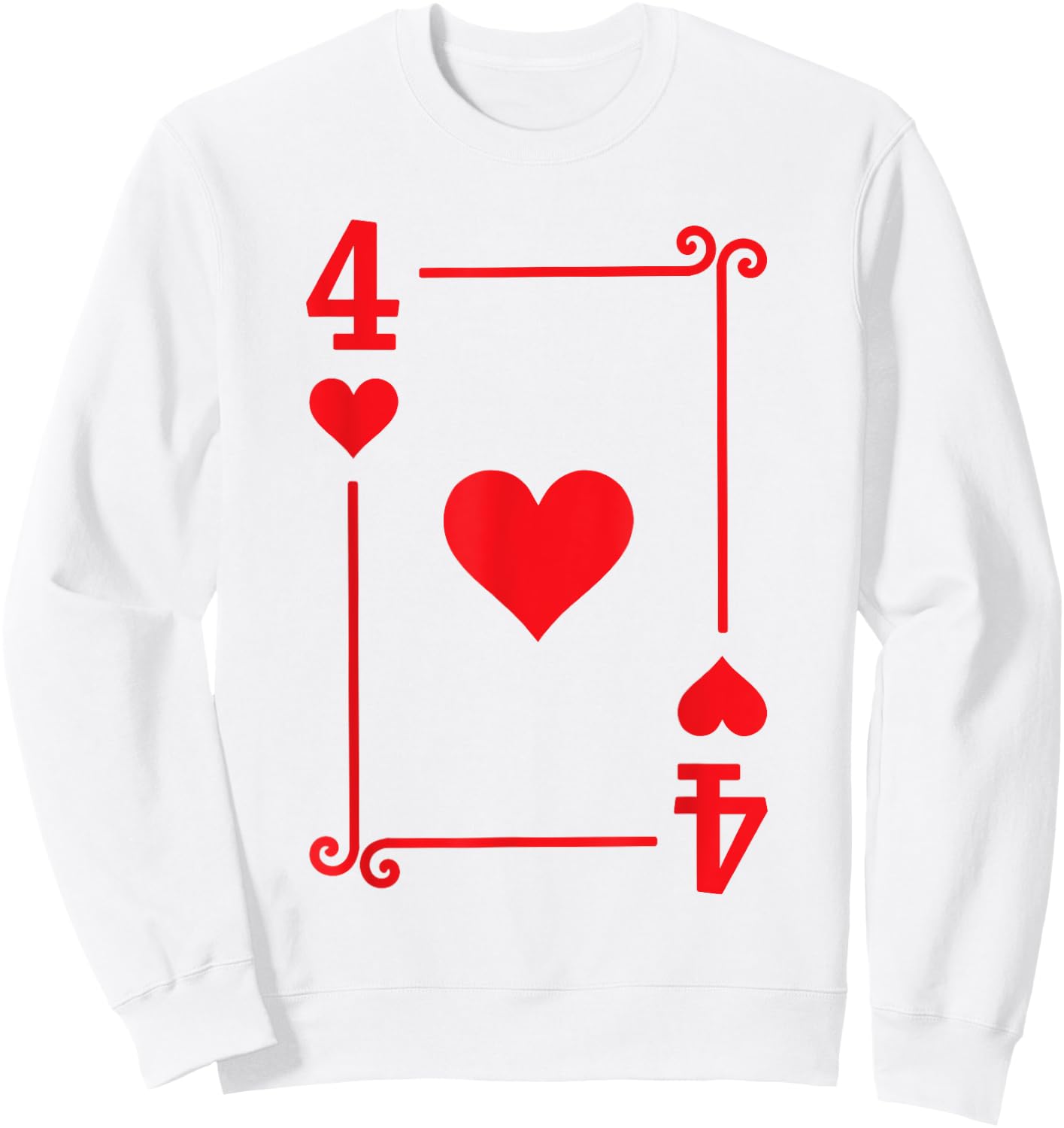 Playing Card Costume - 4 Hearts Card - Four Card Sweatshirt - Sweatshirt | White