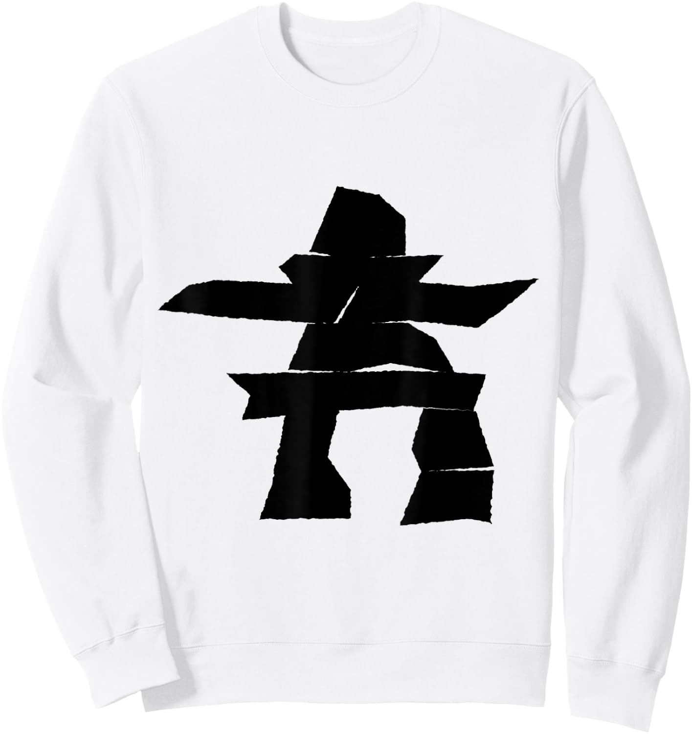 Black Inukshuk Silhouette Sweatshirt - Sweatshirt | White