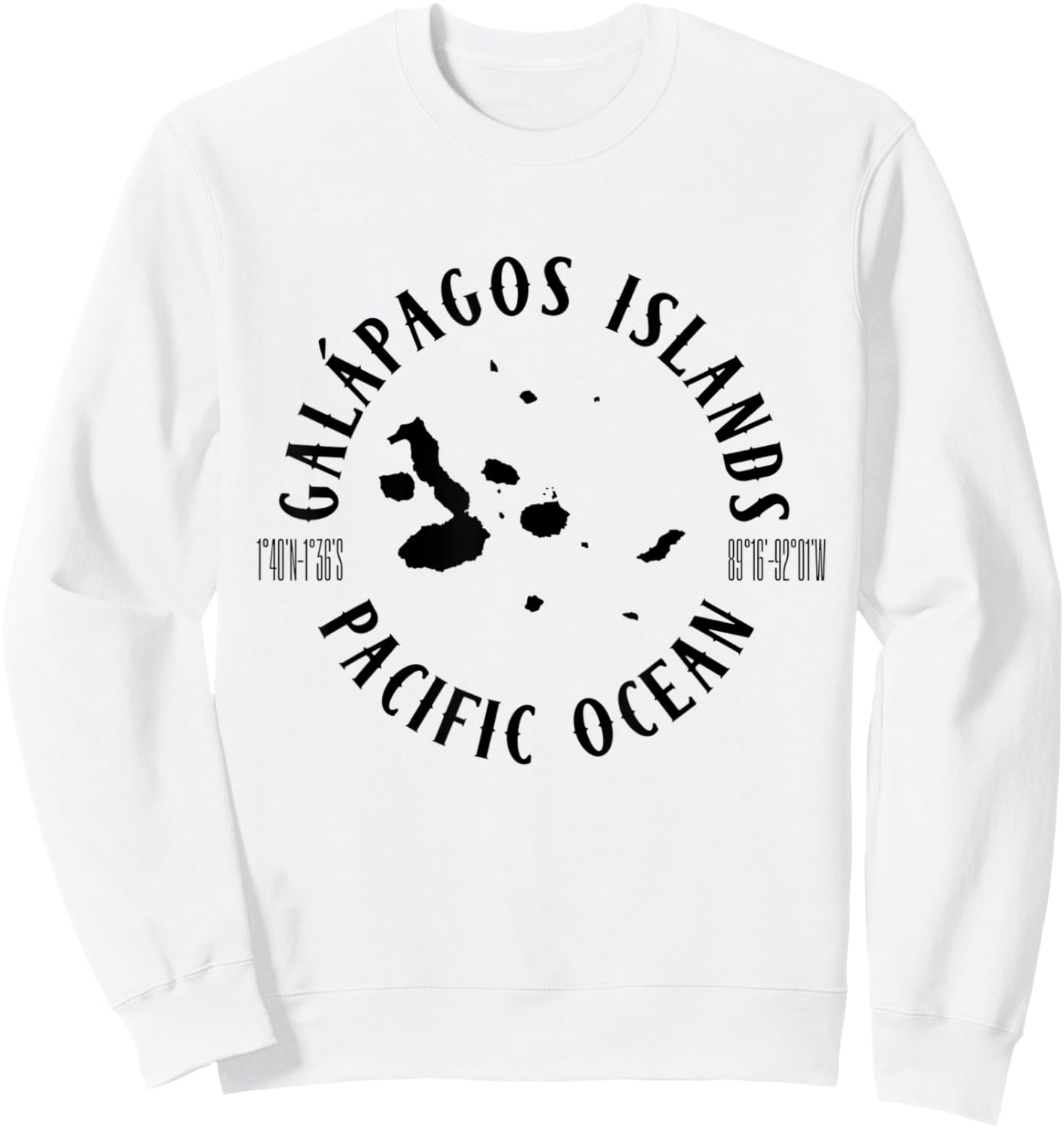 Galapagos Islands Ecuador With Map And Coordinates Graphic Sweatshirt - Sweatshirt | White