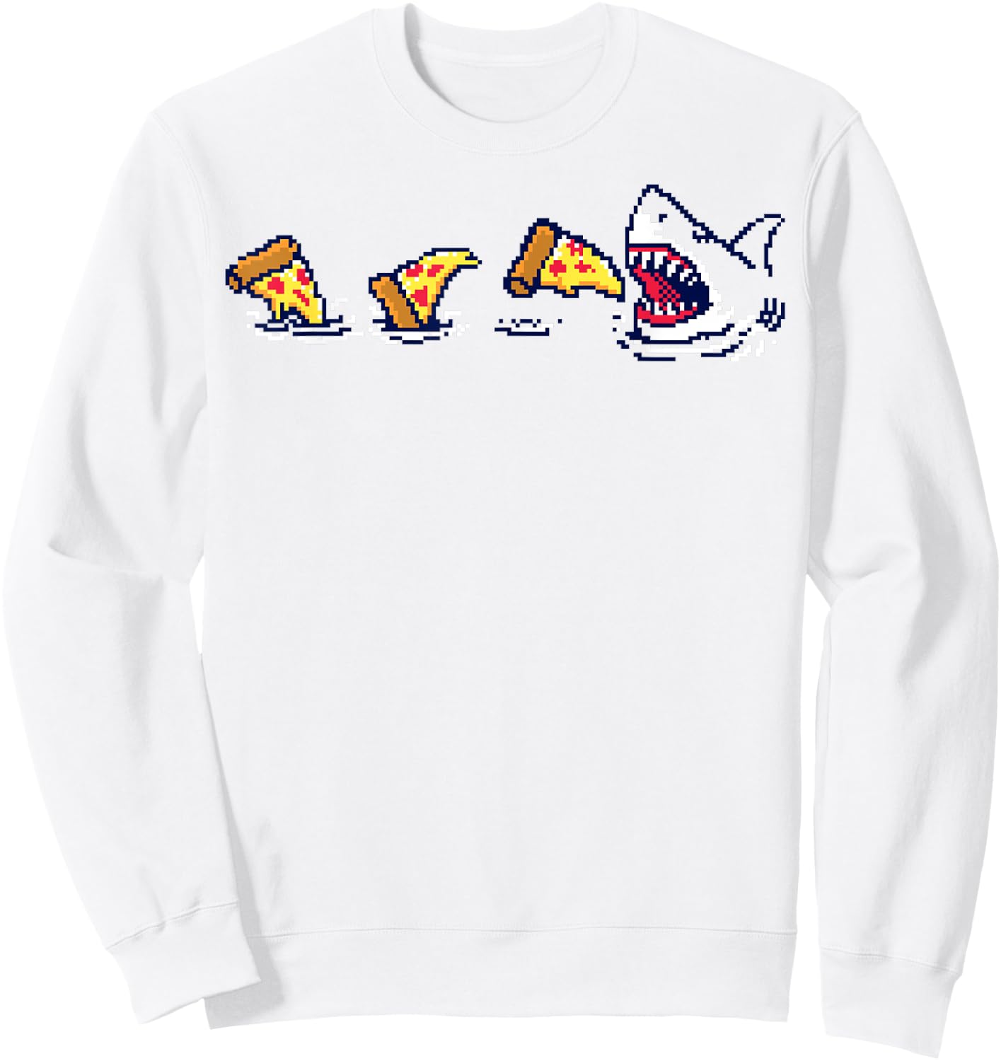 Pizza Shark 8-Bit Sweatshirt - Sweatshirt | White