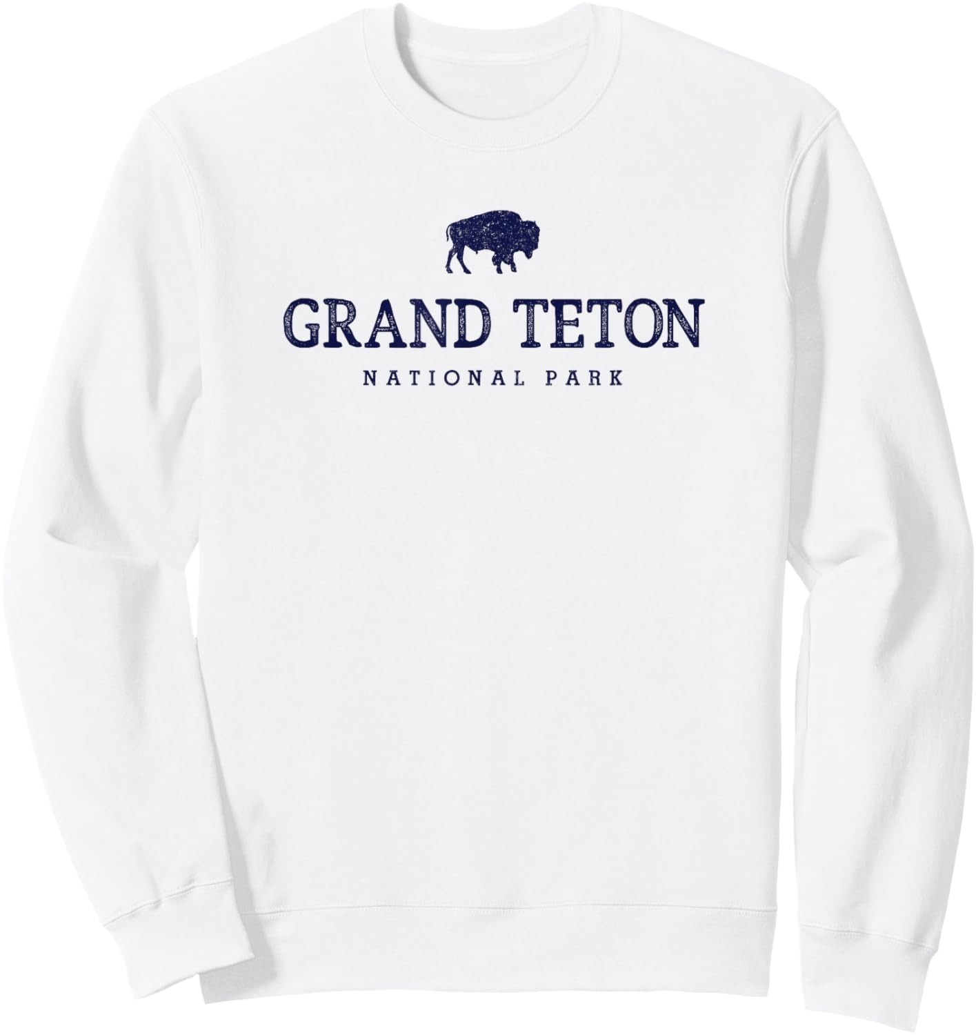 Grand Teton National Park Bison Vintage Hiking Souvenir Sweatshirt - Sweatshirt | White