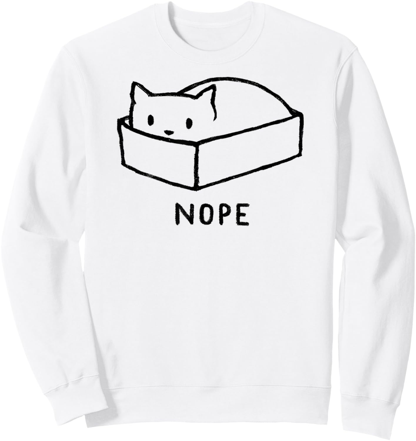 Threadless Fox Shiver Nope Cat Nap Graphic Sweatshirt - Sweatshirt | White