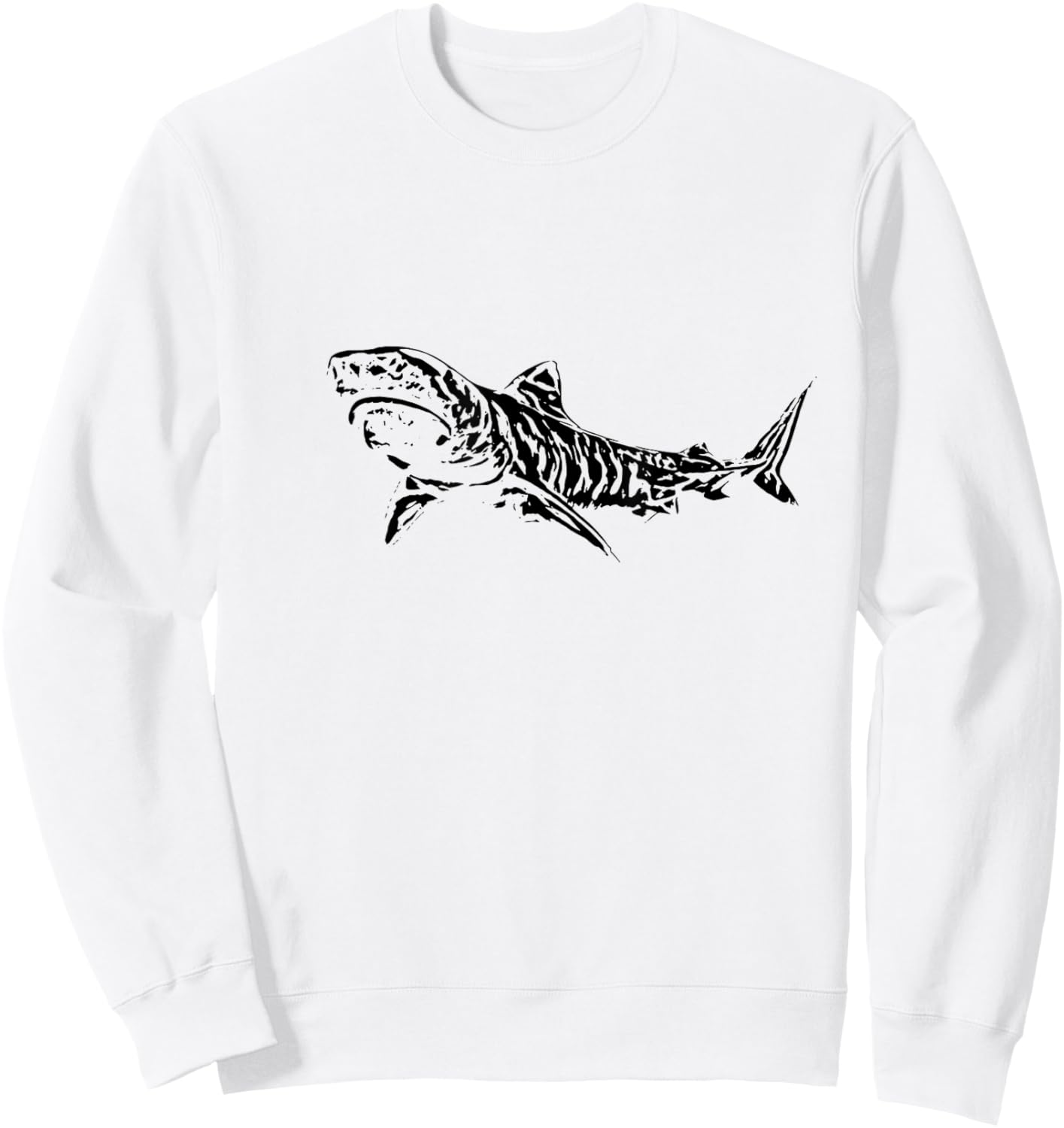 Tiger Shark Motif Shark Sweatshirt - Sweatshirt | White