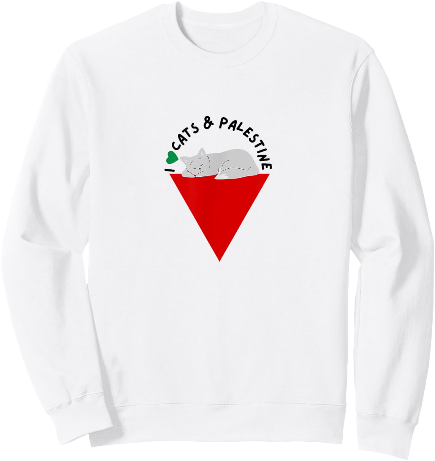 I Love Cats & Palestine Shirt | Palestinian Cat Sweatshirt - Sweatshirt | White
