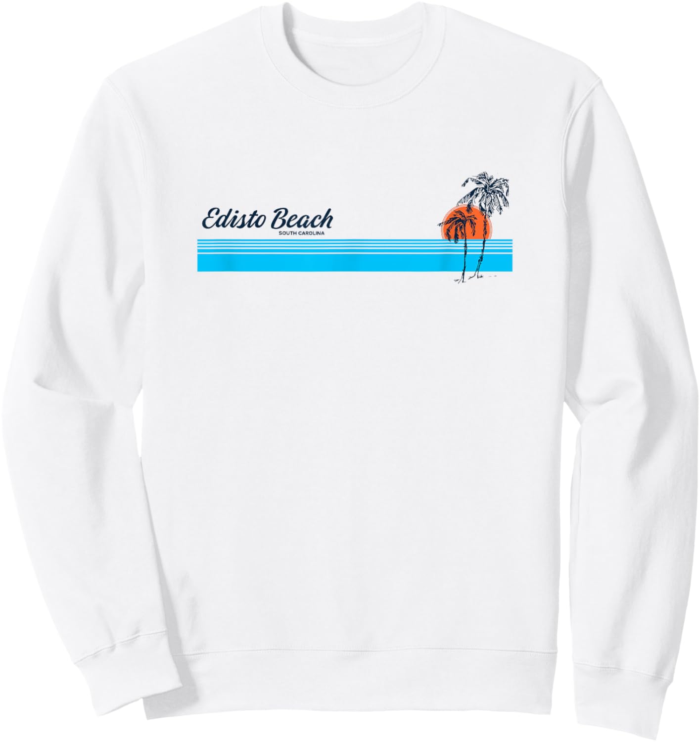 Edisto Beach SC Vintage 70s Palm Trees Design Sweatshirt - Sweatshirt | White