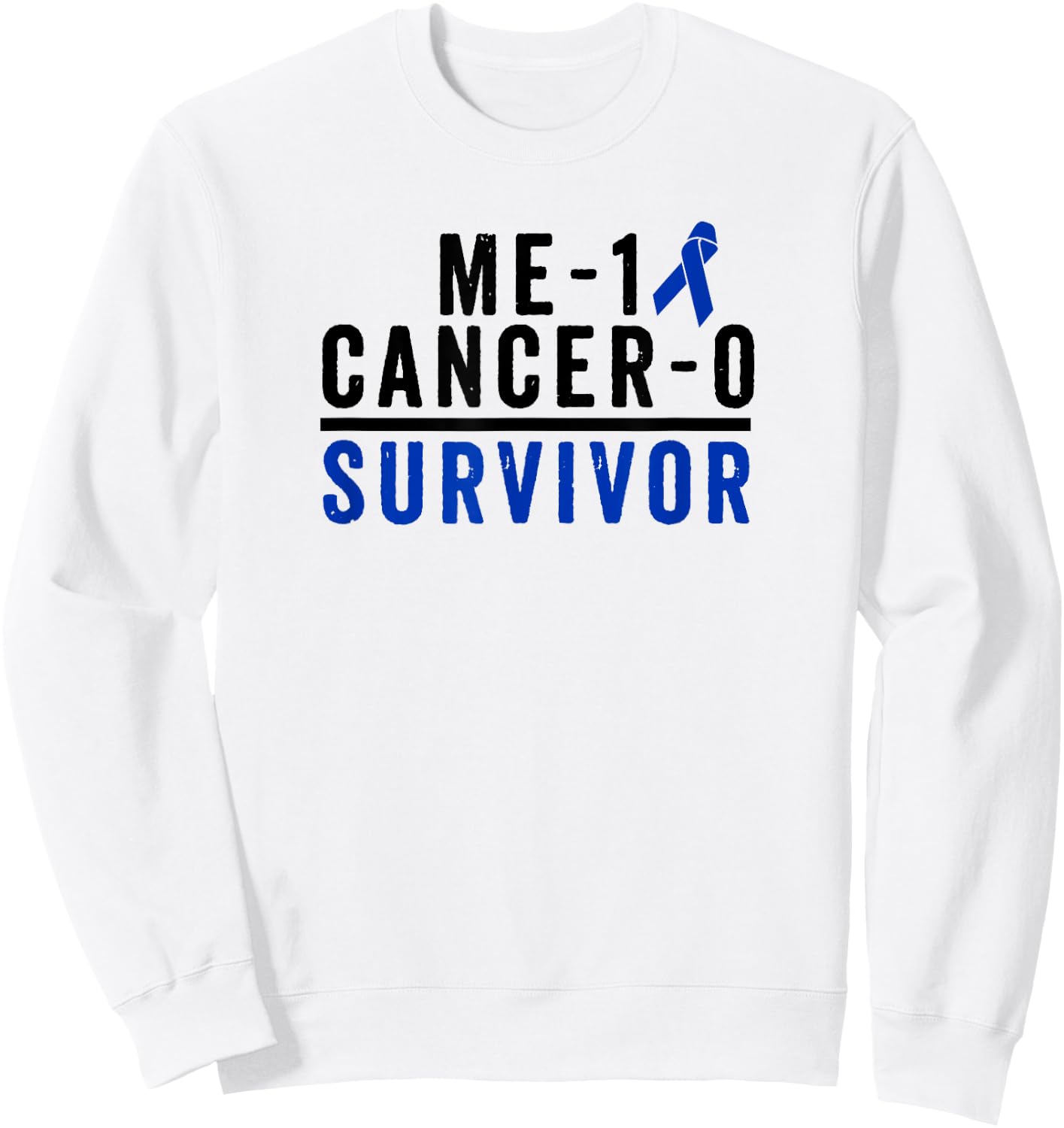 Colon Cancer Survivor Shirt Awareness Dark Blue Ribbon Gift Sweatshirt - Sweatshirt | White