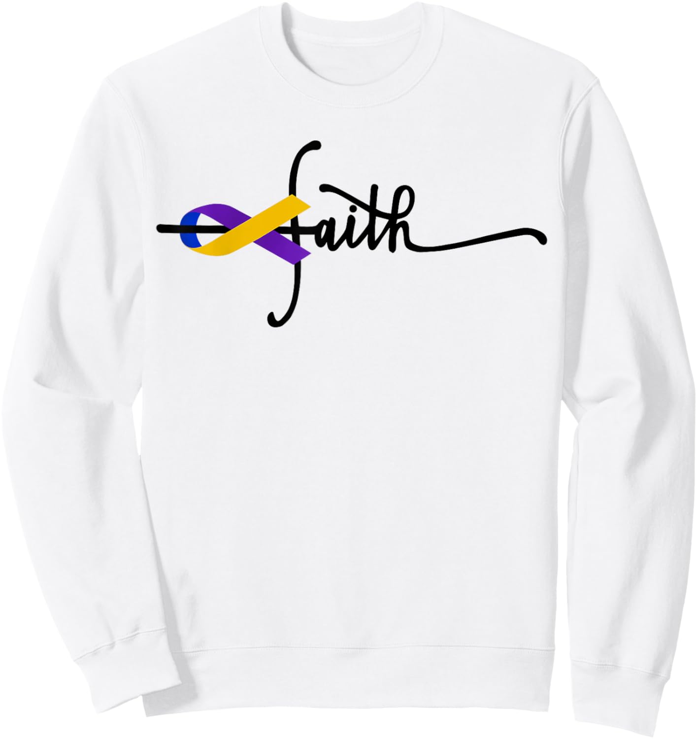 Bladder Cancer Faith Ribbon Warrior Bladder Cancer Awareness Sweatshirt - Sweatshirt | White