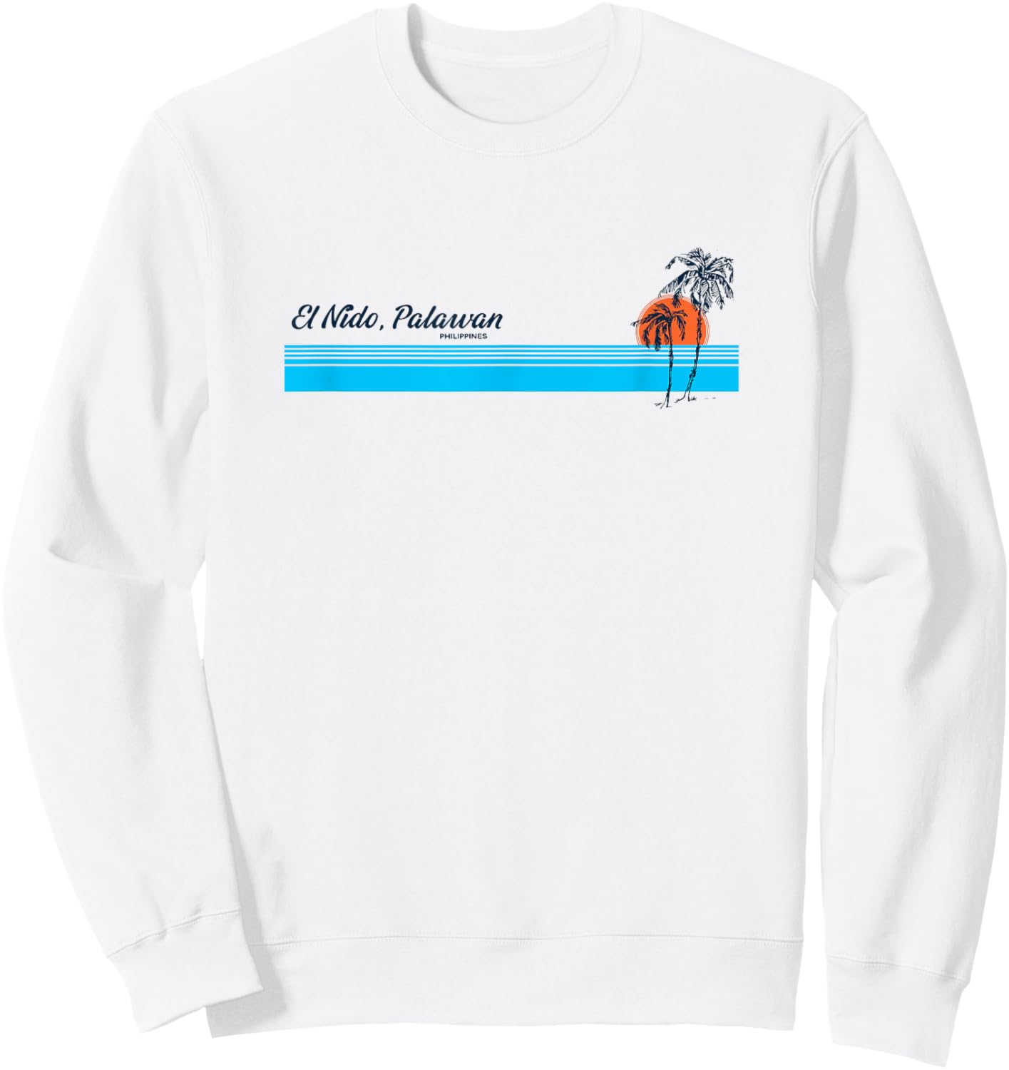 El Nido, Palawan Vintage 70s Palm Trees Design Sweatshirt - Sweatshirt | White