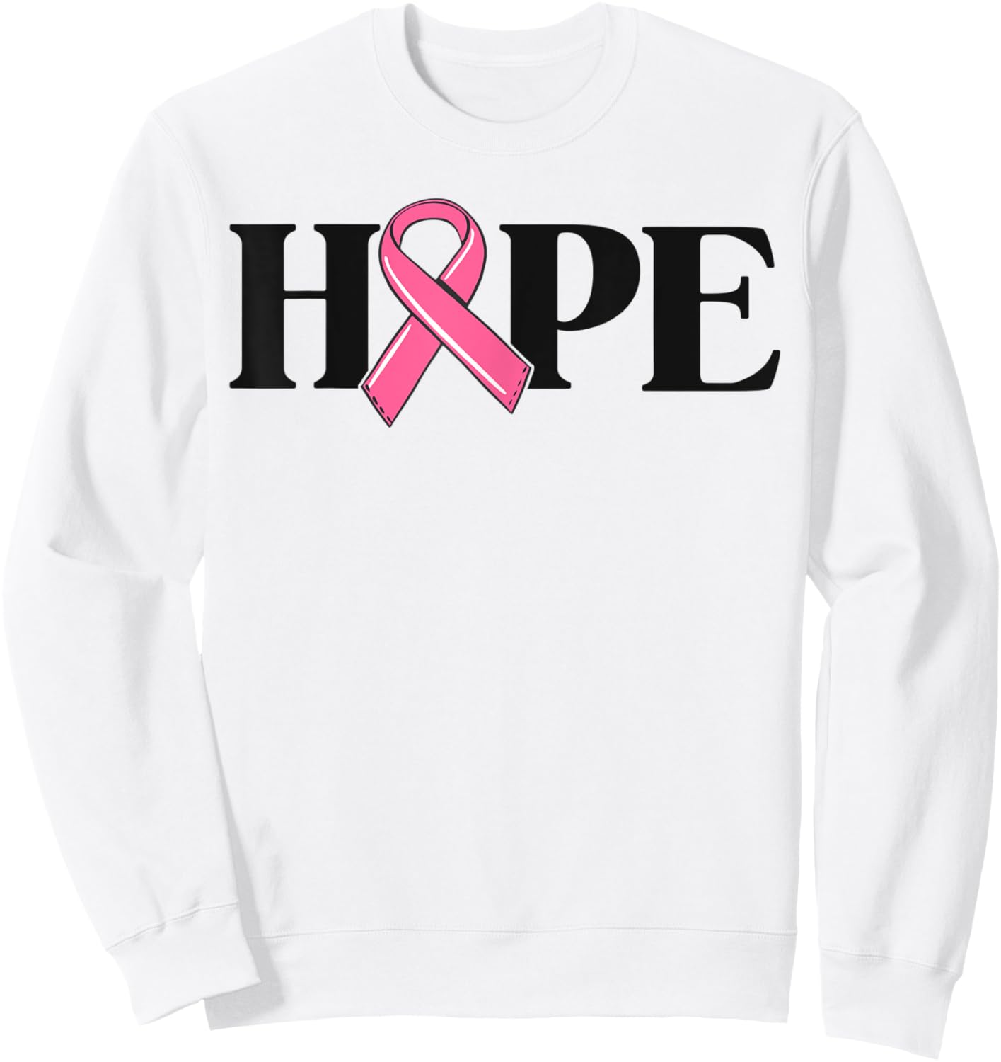 Hope Breast Cancer Shirts Gift Ribbon Awareness Sweatshirt - Sweatshirt | White