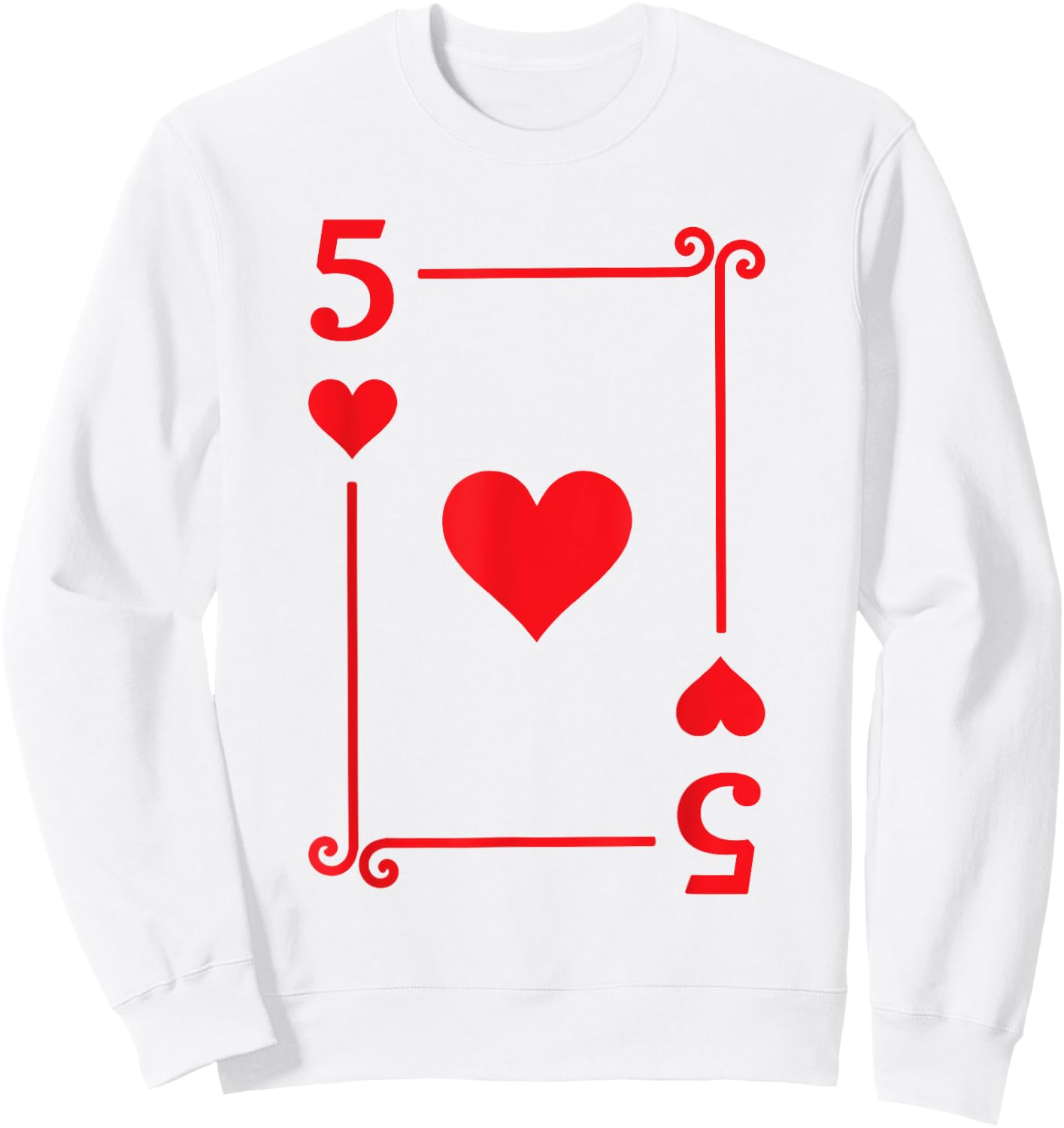 Playing Card Costume - 5 Hearts Card - Five Card Sweatshirt - Sweatshirt | White