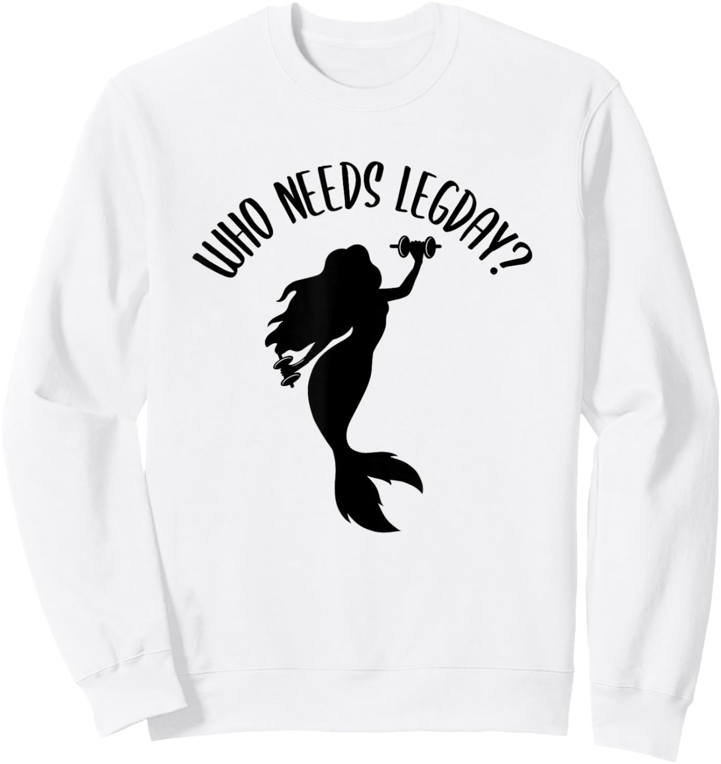 Funny Workout Mermaid Gym Sweatshirt - Sweatshirt | White