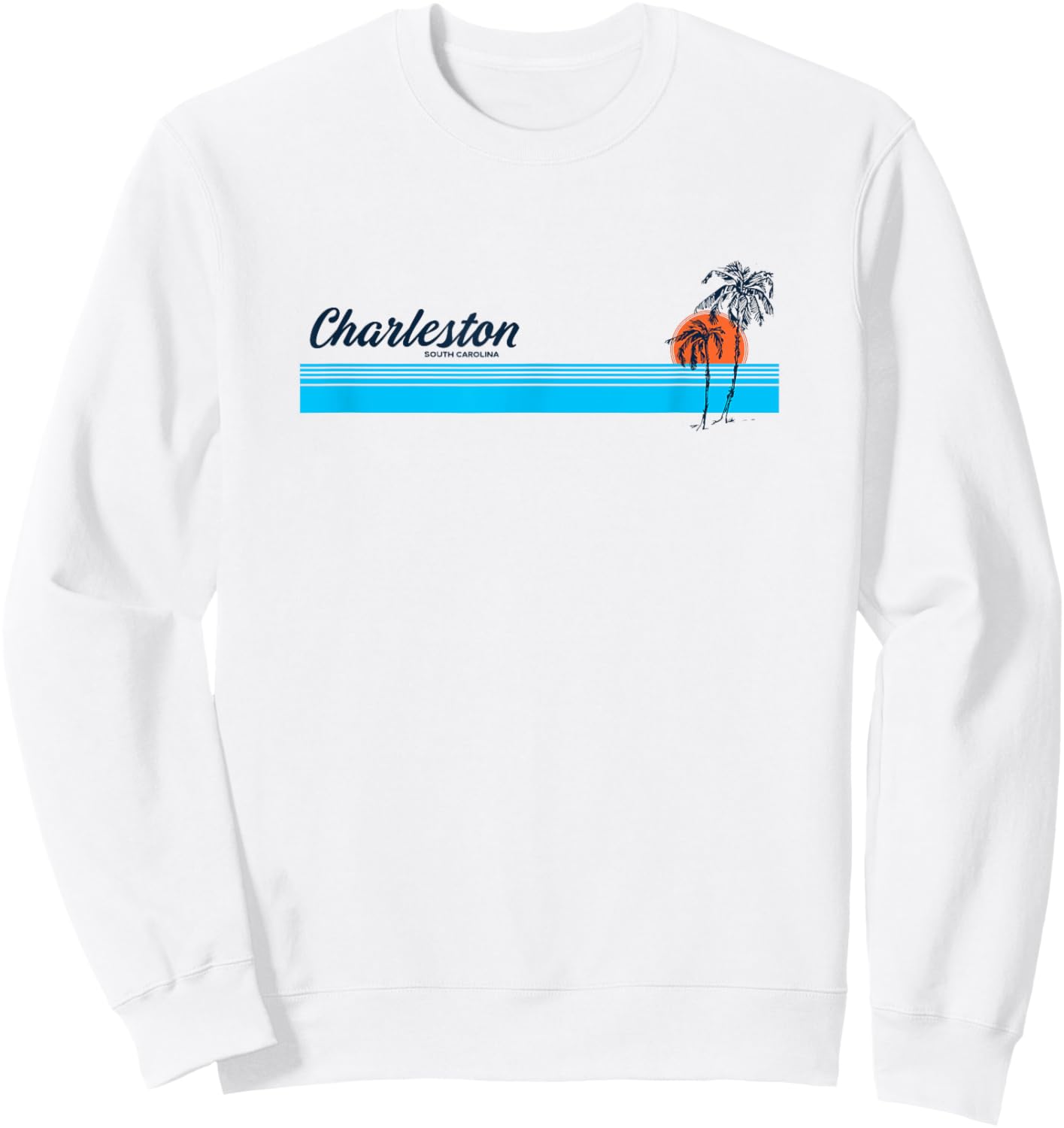 Charleston SC Vintage 70s Palm Trees Design Sweatshirt - Sweatshirt | White