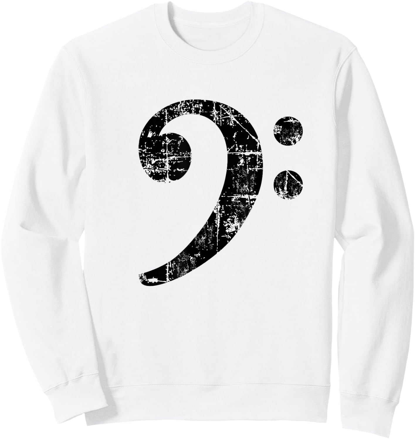 Bass Clef (Vintage Black) Bassist Bass Player Sweatshirt - Sweatshirt | White