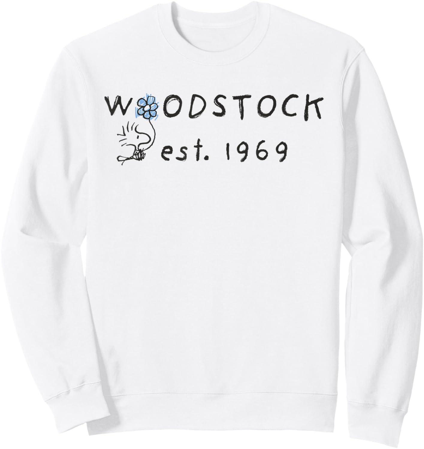 Peanuts Woodstock Flower Est 1969 Sweatshirt - Sweatshirt | White