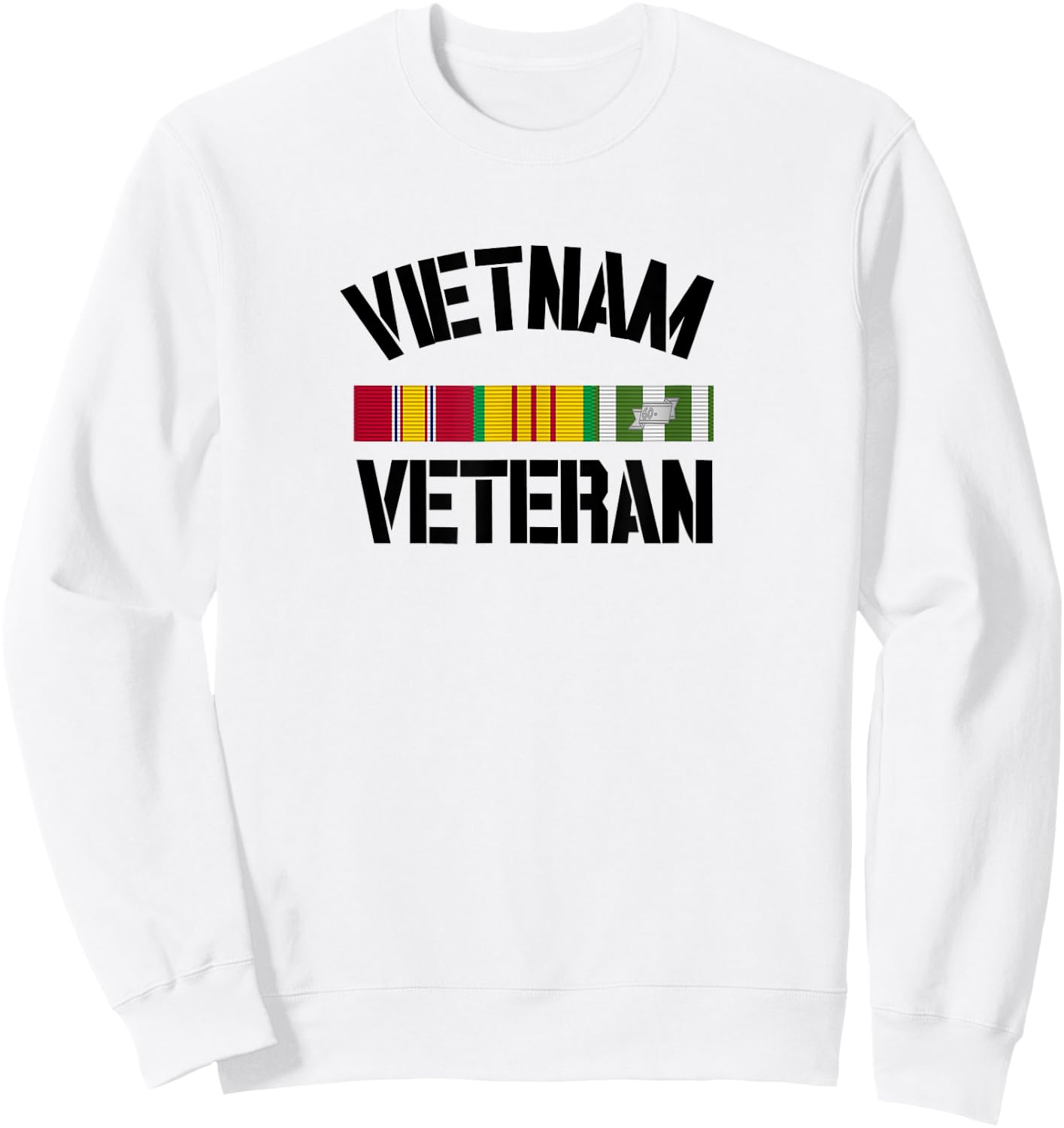 Patriotic American Creations by Revinct Designs Vietnam Veteran Pride Service Ribbon - Men's Grey Classic Fit Short Sleeve - Size Small Sweatshirt - Sweatshirt | White