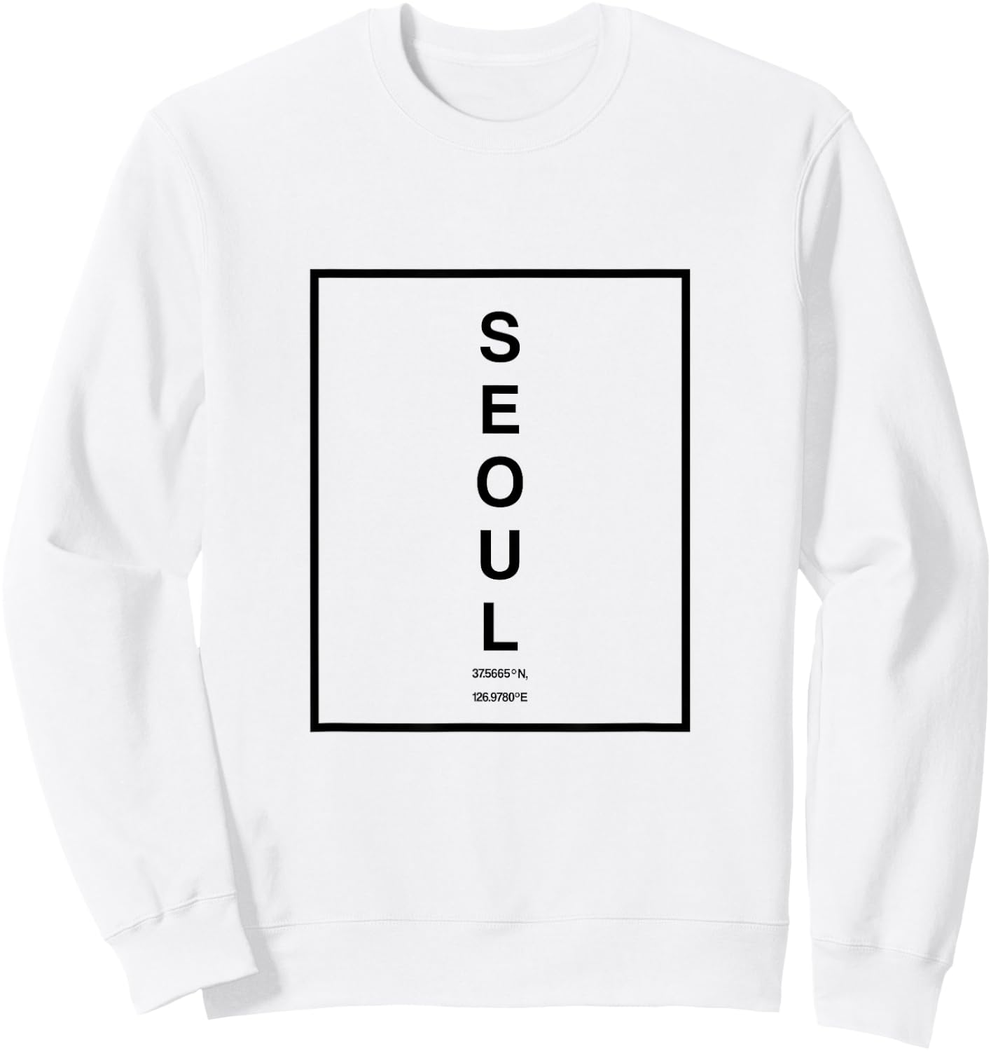 Seoul City South Korea Coordinates Minimalist Sweatshirt - Sweatshirt | White