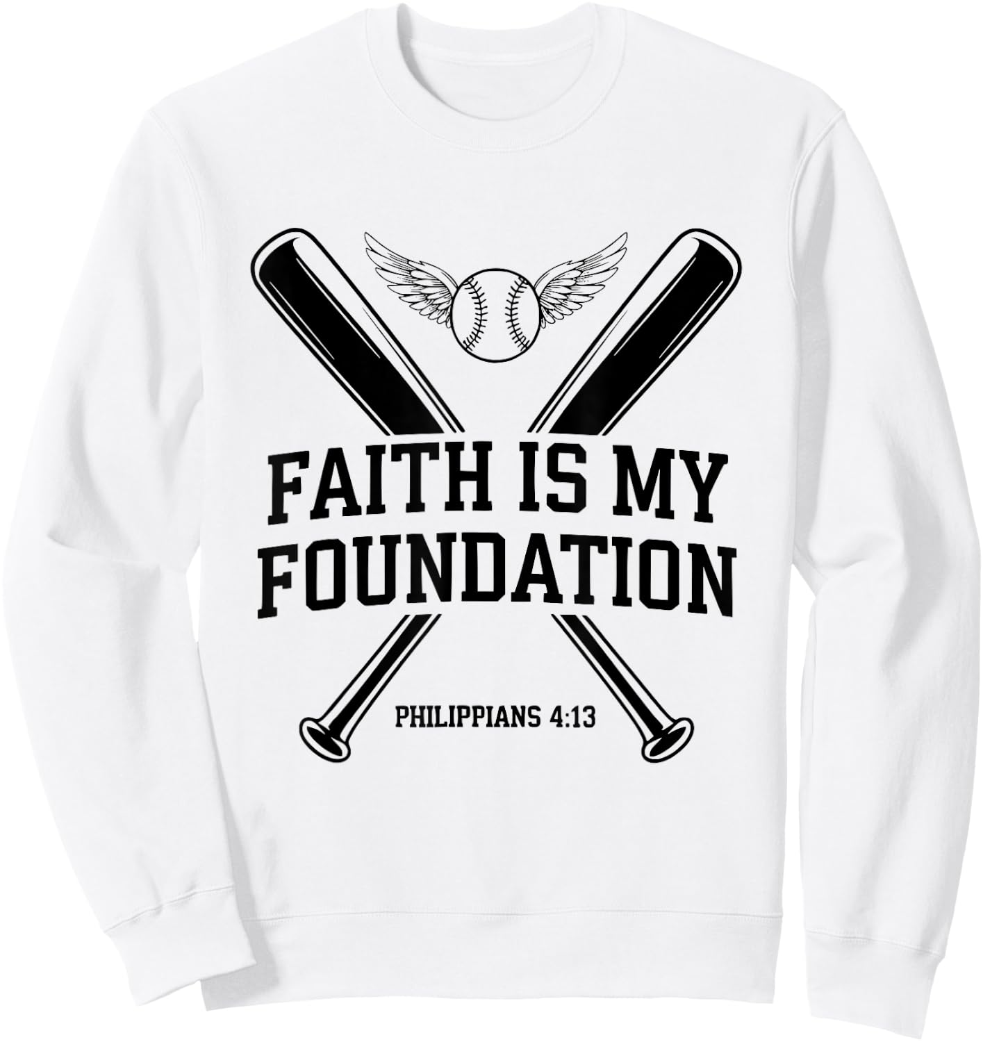 Christian Baseball Player Sports Bible Verse Theme Sweatshirt - Sweatshirt | White