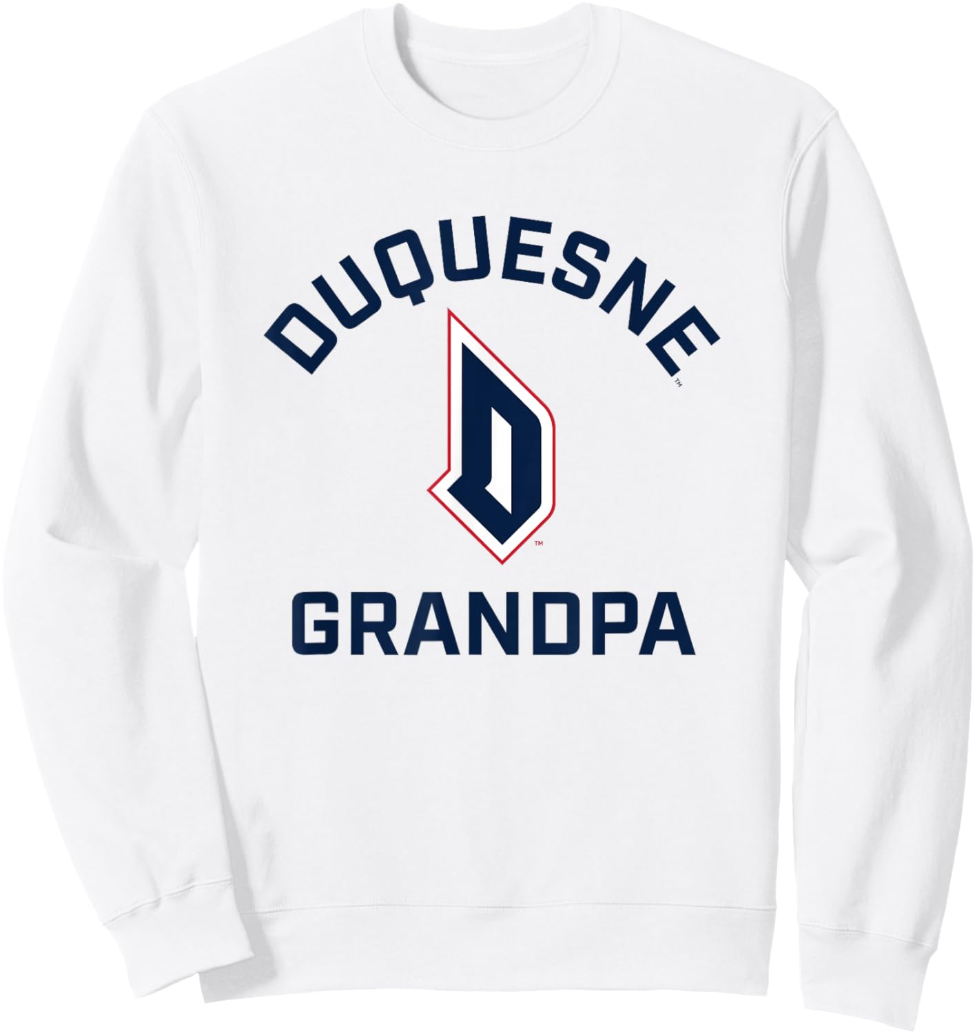 Duquesne University Dukes Arched Grandpa Sweatshirt - Sweatshirt | White