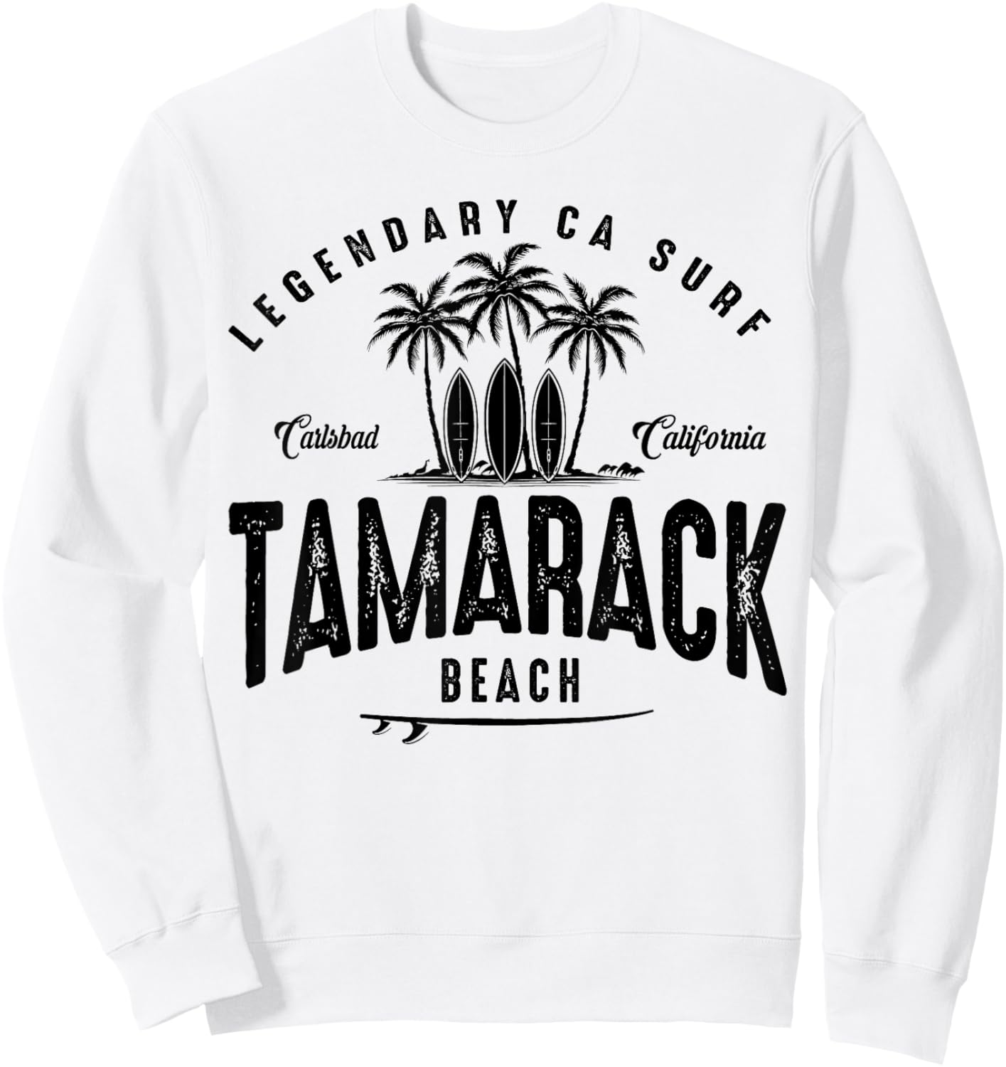 THREE VINTAGE SURFBOARDS AND PALMS - Tamarack Beach Sweatshirt - Sweatshirt | White