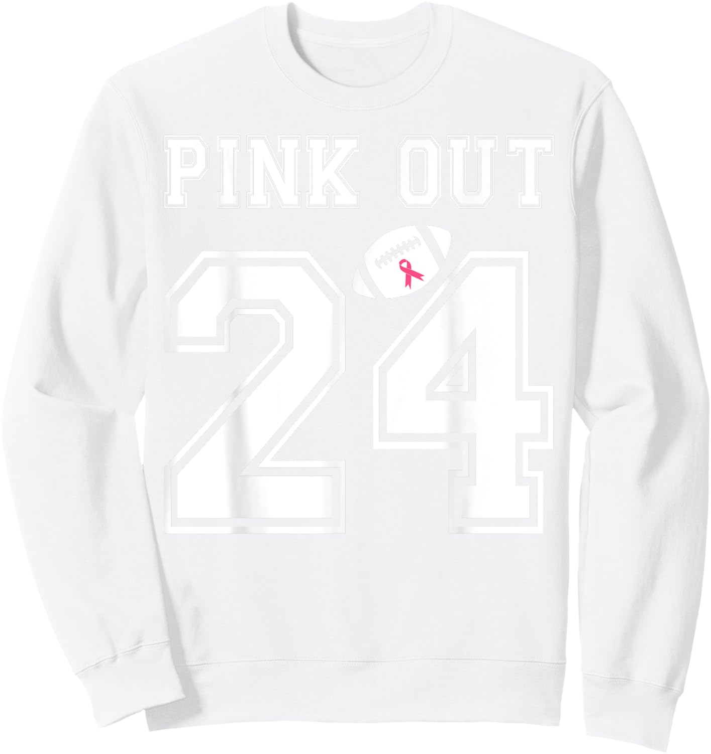 Pink Out 2024 Football Team Breast Cancer Awareness Month Sweatshirt - Sweatshirt | White