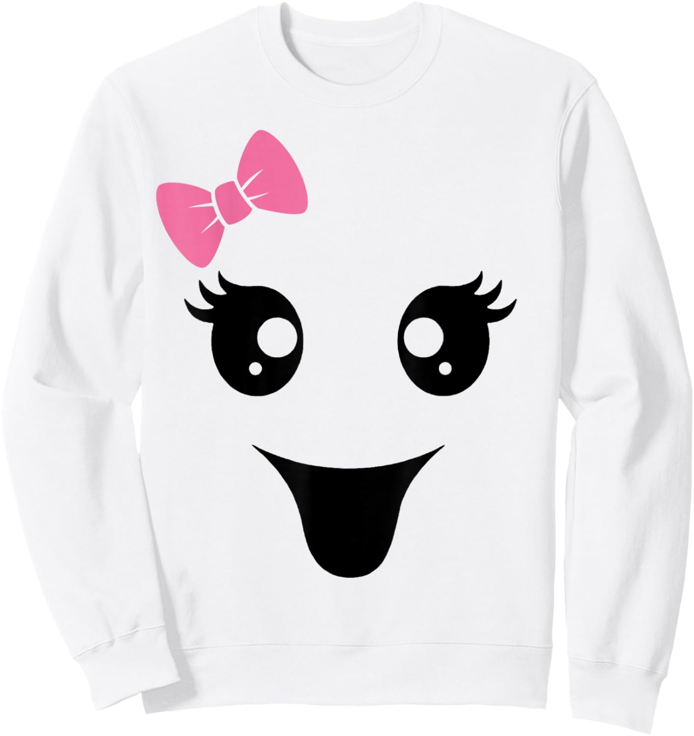 Cute Ghost Face, Boy Girl Funny Sweatshirt - Sweatshirt | White