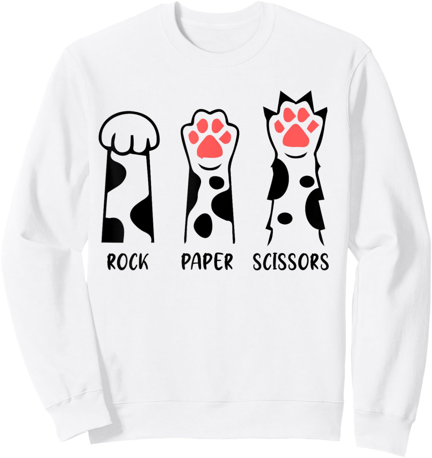 Rock Paper Scissors Cat Paws Funny Hand Cat Kitten Lover Men Women Kids Sweatshirt - Sweatshirt | White