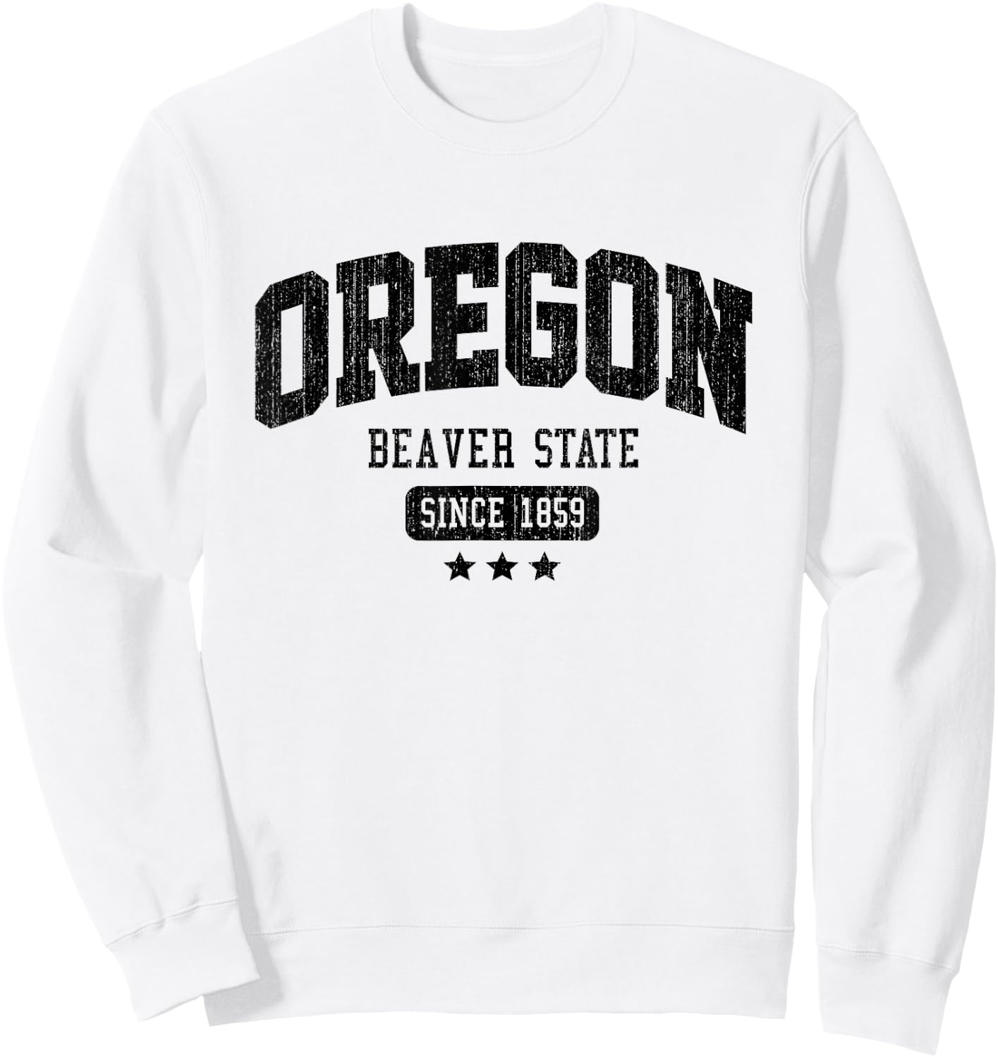 Vintage Oregon Beaver State Athletic Black Rough Text Sweatshirt - Sweatshirt | White