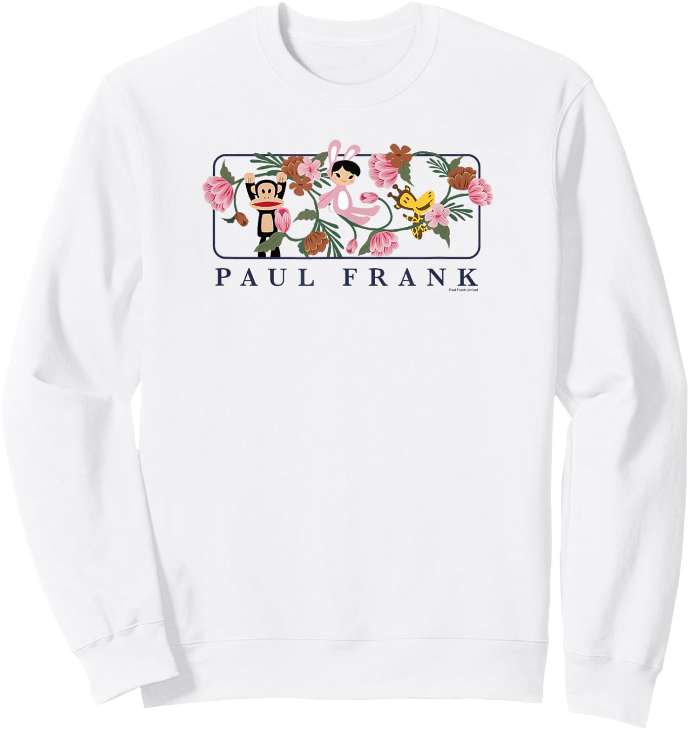 Paul Frank Julius & Bunny Girl Groovy Retro Floral Spring Sweatshirt - Sweatshirt | White
