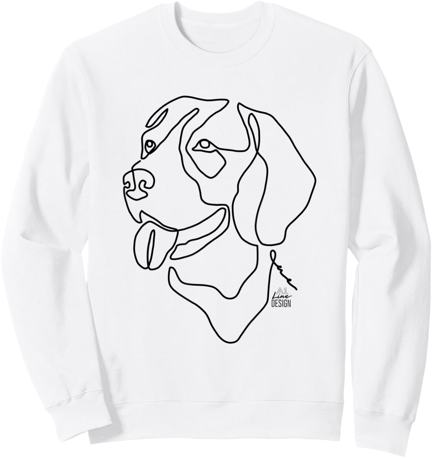 Beagle Original 1 Line Art Dog Illustration Sweatshirt - Sweatshirt | White