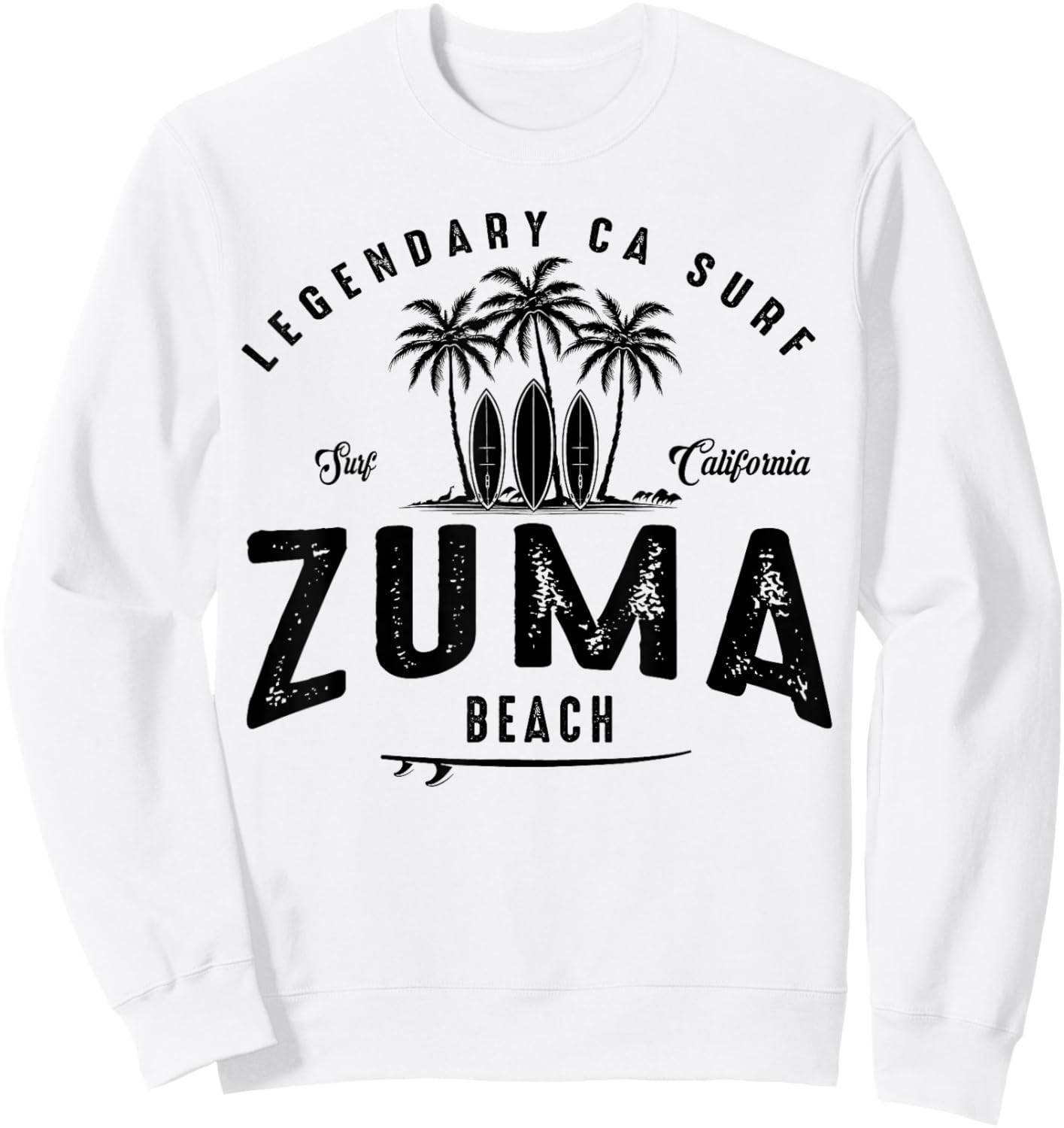 THREE VINTAGE SURFBOARDS AND PALMS - Zuma Beach Sweatshirt - Sweatshirt | White