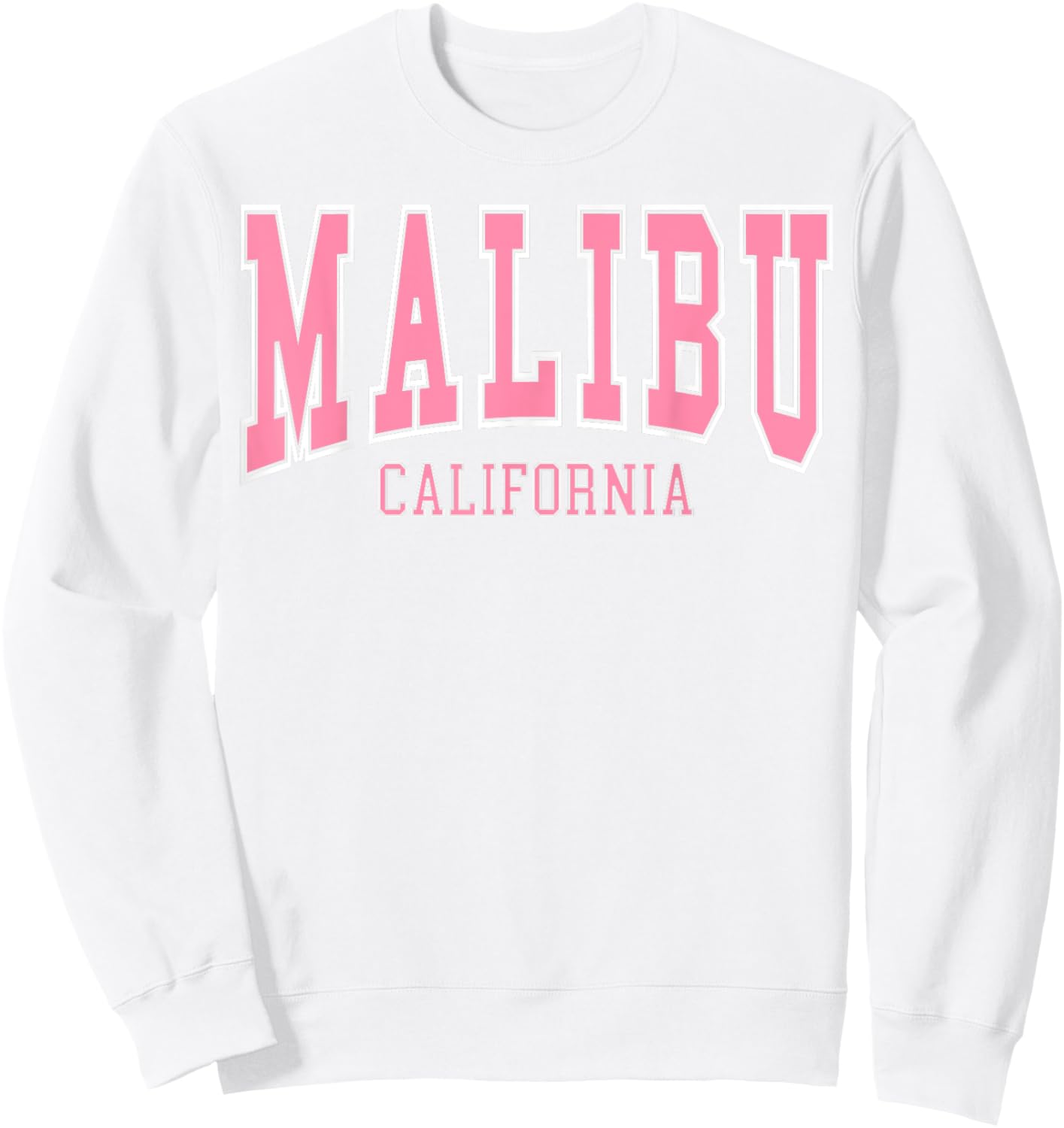 Preppy Varsity Pink Malibu California Teen Girls Sweatshirt - Sweatshirt | White
