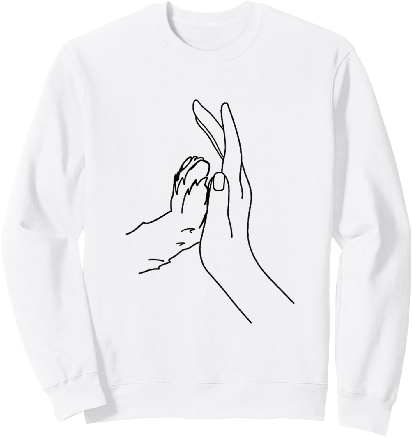 Adorable High Five Dog Paw and Human Hand Sweatshirt - Sweatshirt | White