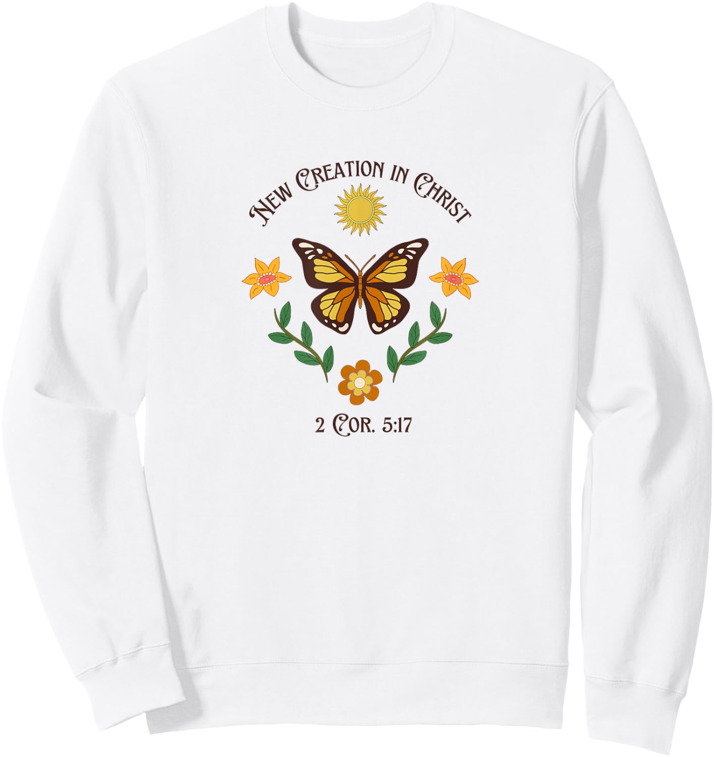 New Creation In Christ Butterfly Sweatshirt - Sweatshirt | White