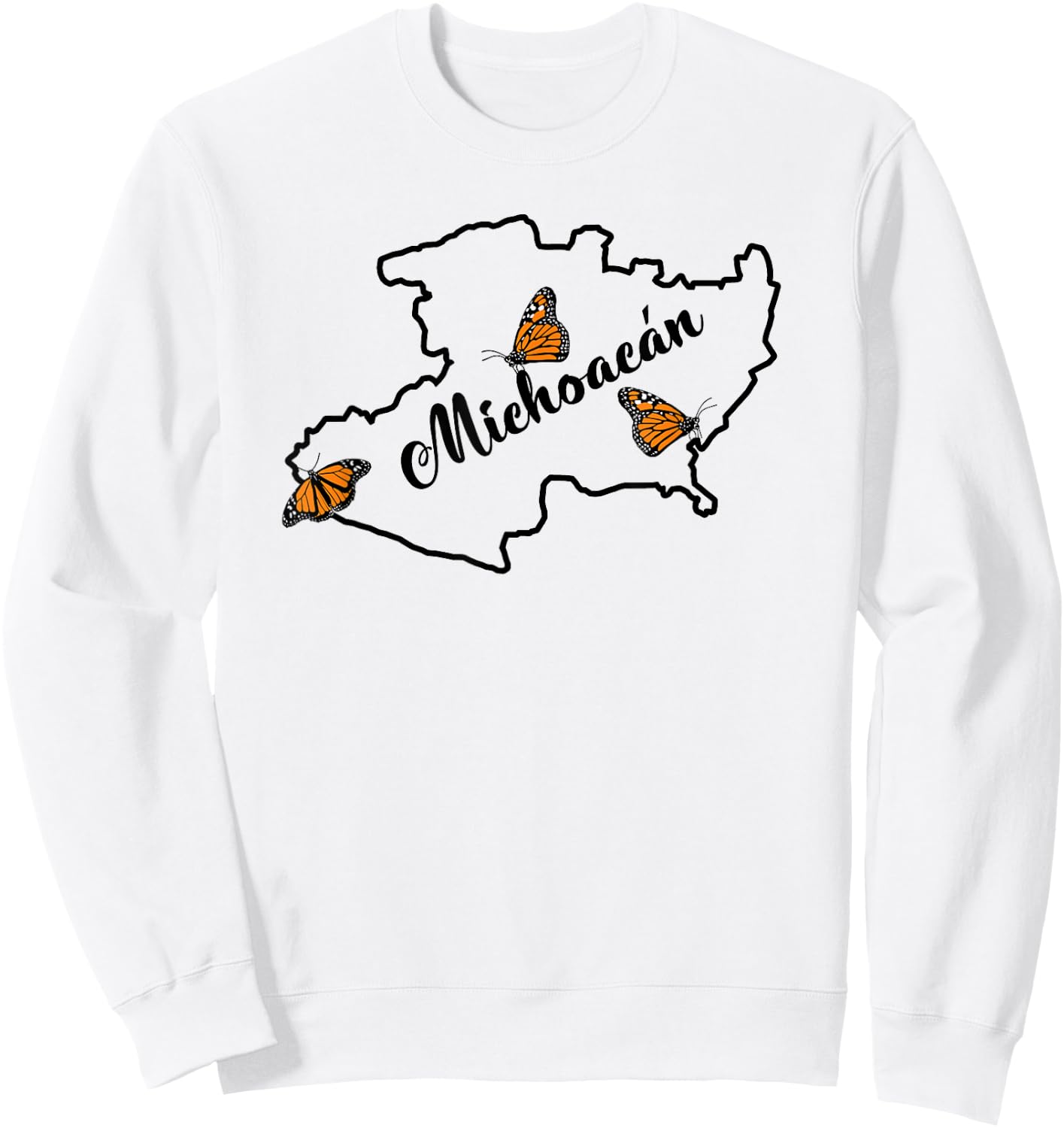 Michoacan, Mariposa Monarca Sweatshirt - Sweatshirt | White