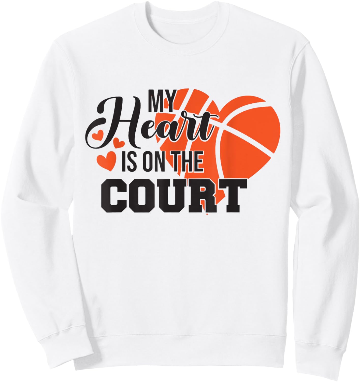 My heart is on that court women basketball kids Sweatshirt - Sweatshirt | White