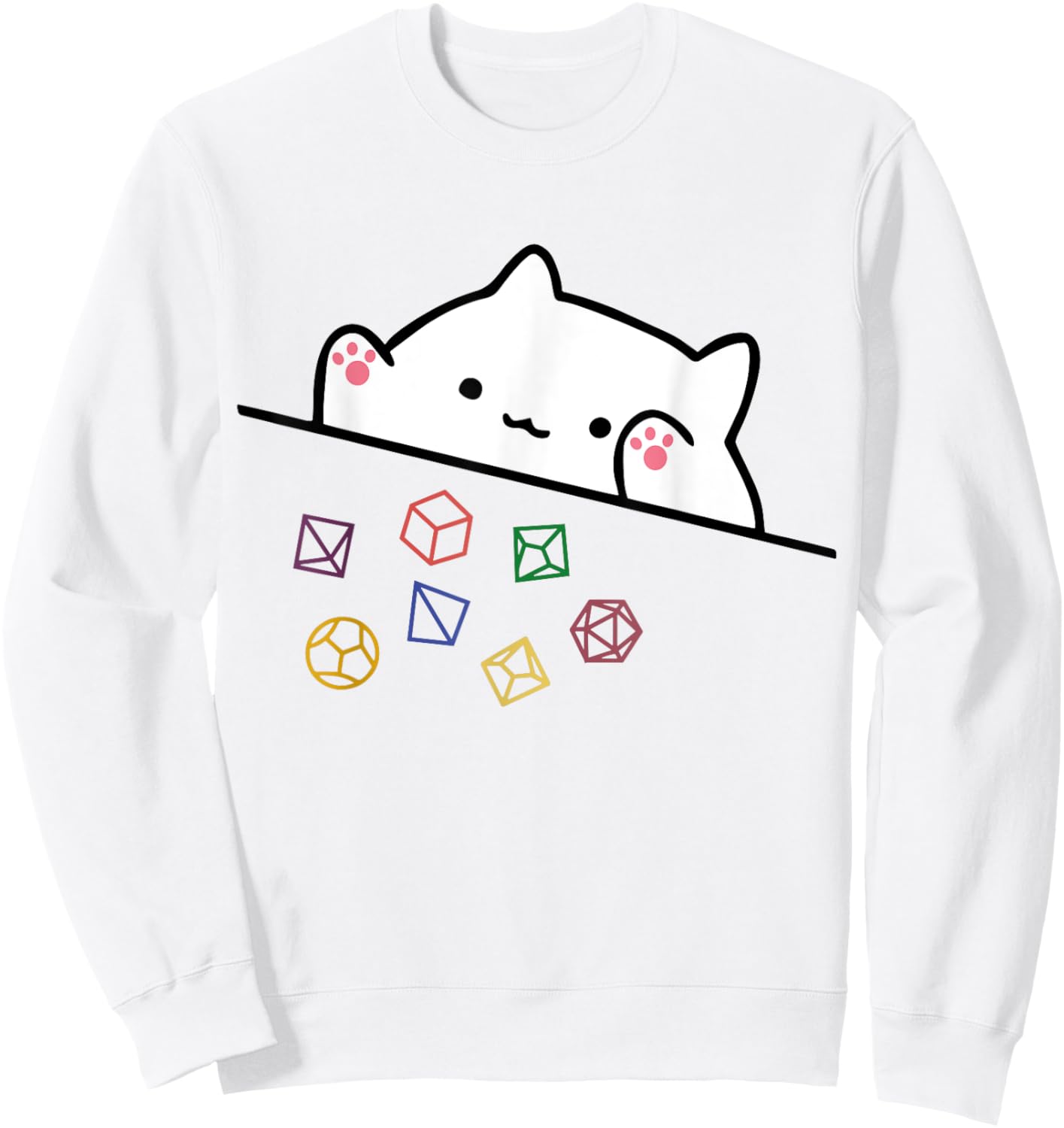 funny Cat Throwing Dice , Small, Grey Sweatshirt - Sweatshirt | White