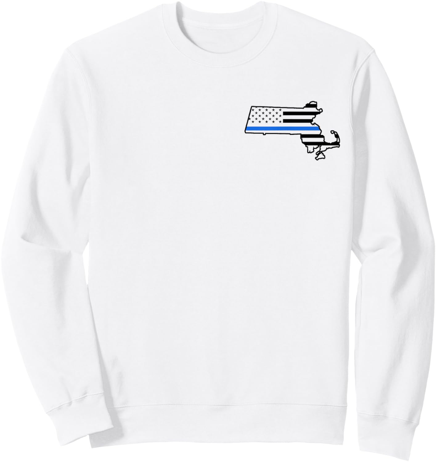 Massachusetts US Thin Blue Line Flag Police State Trooper Sweatshirt - Sweatshirt | White