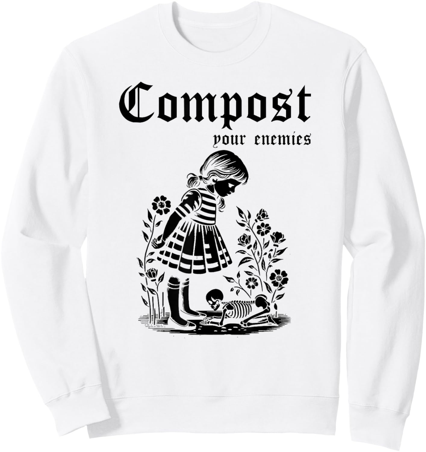 Compost Your Enemies Vintage Funny Sweatshirt - Sweatshirt | White