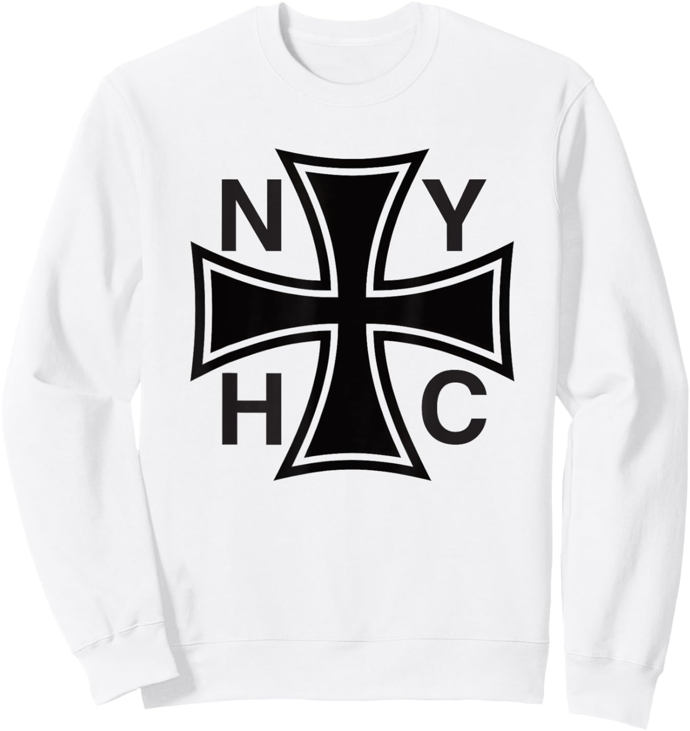 NEW YORK Hardcore is Worldwide NYHC Iron Cross Sweatshirt - Sweatshirt | White