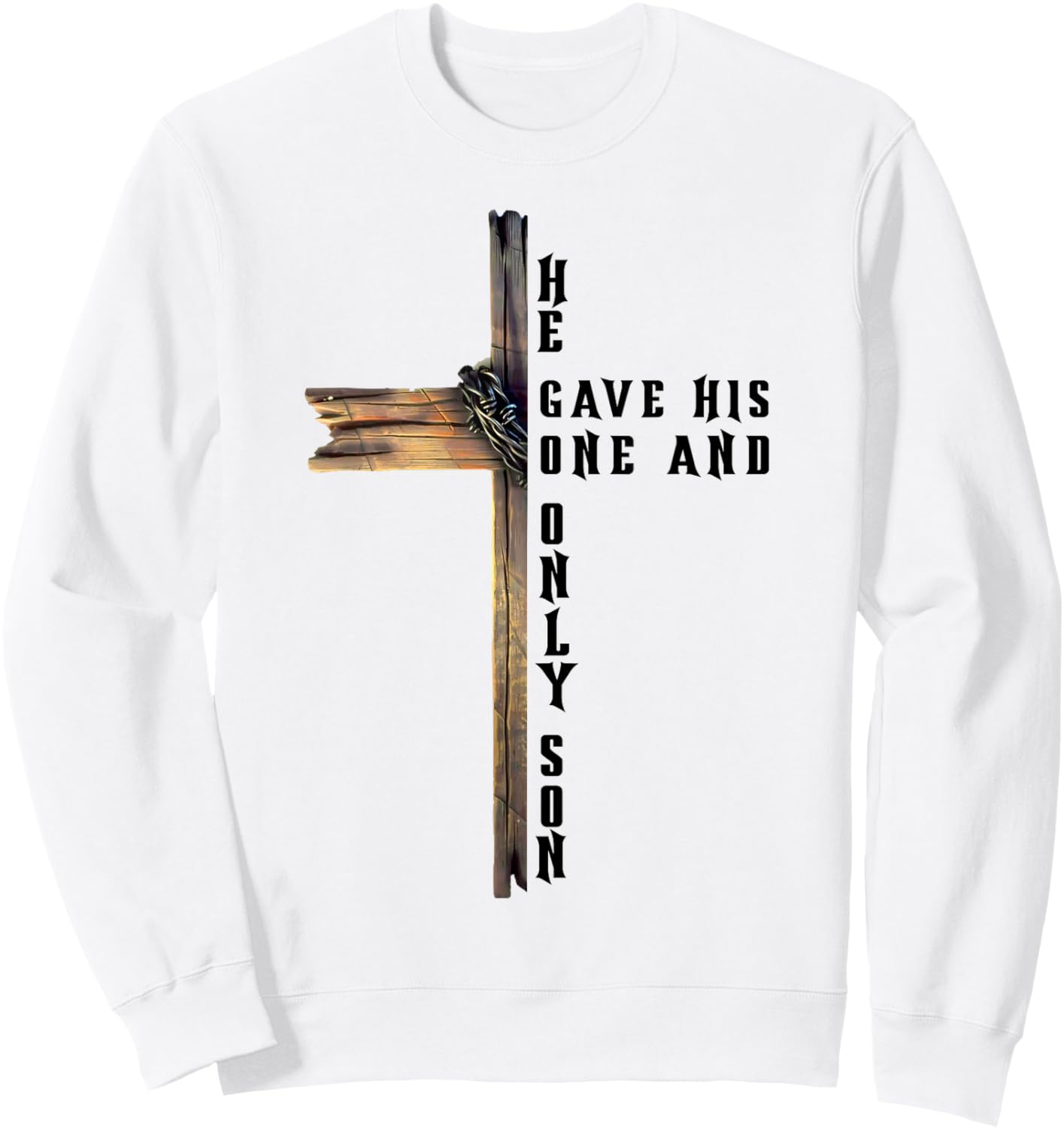 Christian Cross Bible John 3:16 Reflection Sweatshirt - Sweatshirt | White