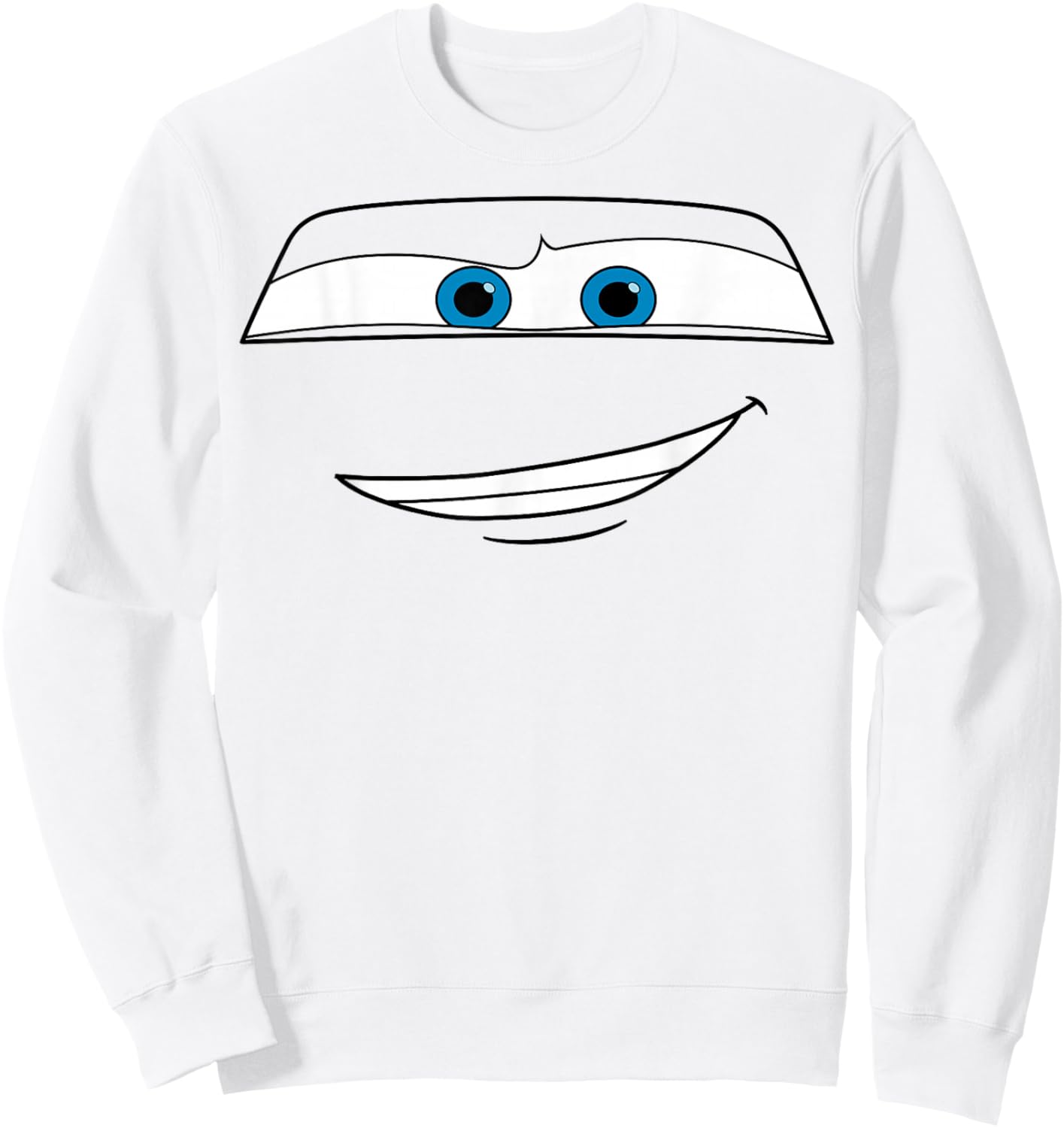 Disney Pixar Cars Lightning McQueen Big Face Short Sleeve Sweatshirt - Sweatshirt | White