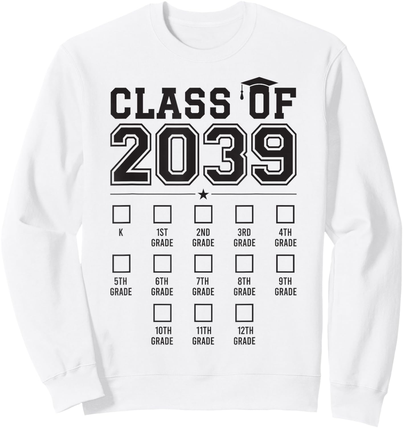 Class of 2039 Grow With Me First Day of School Check Mark Sweatshirt - Sweatshirt | White