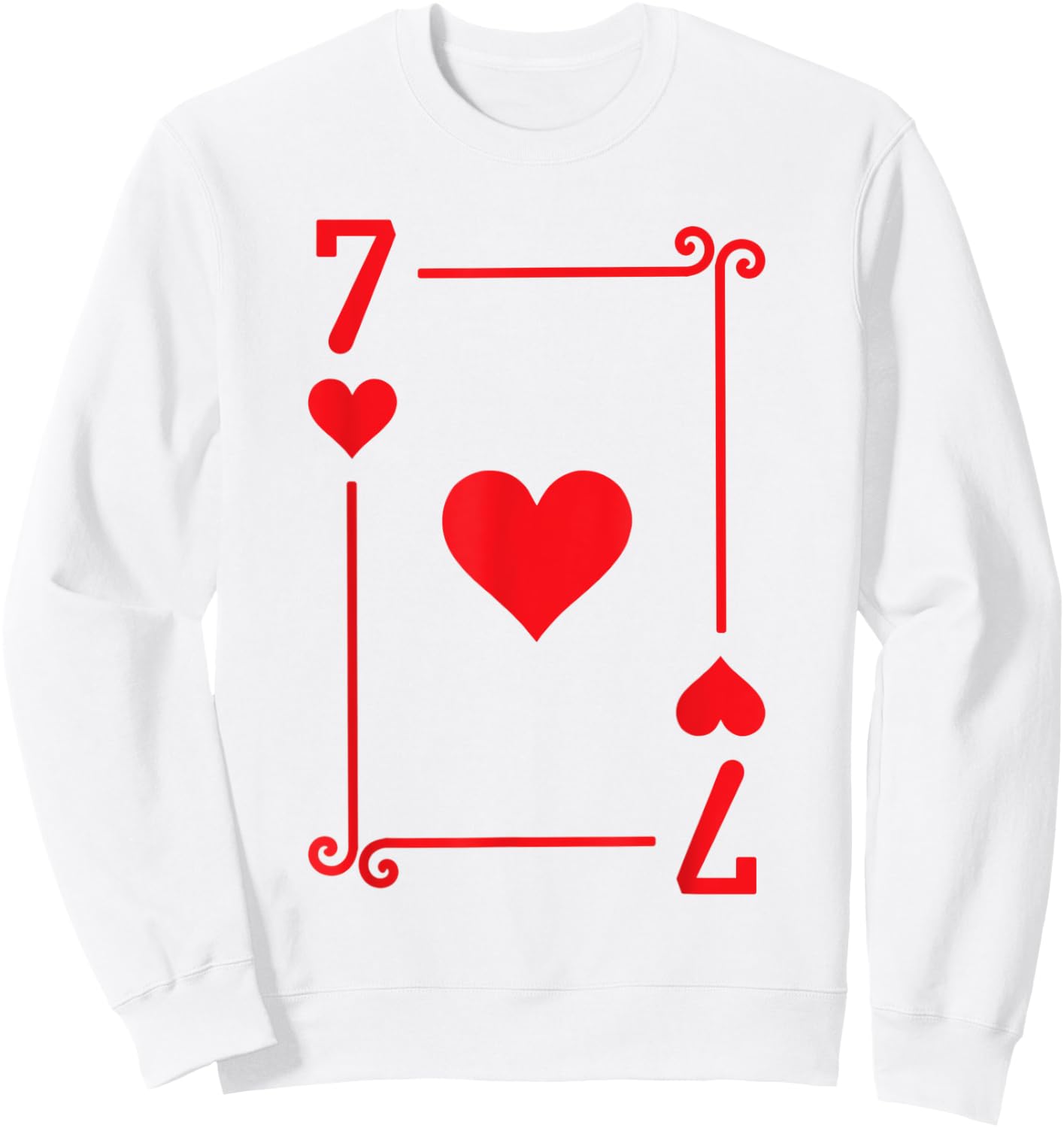 Playing Cards Costume - 7 Hearts Card - Seven Card Sweatshirt - Sweatshirt | White