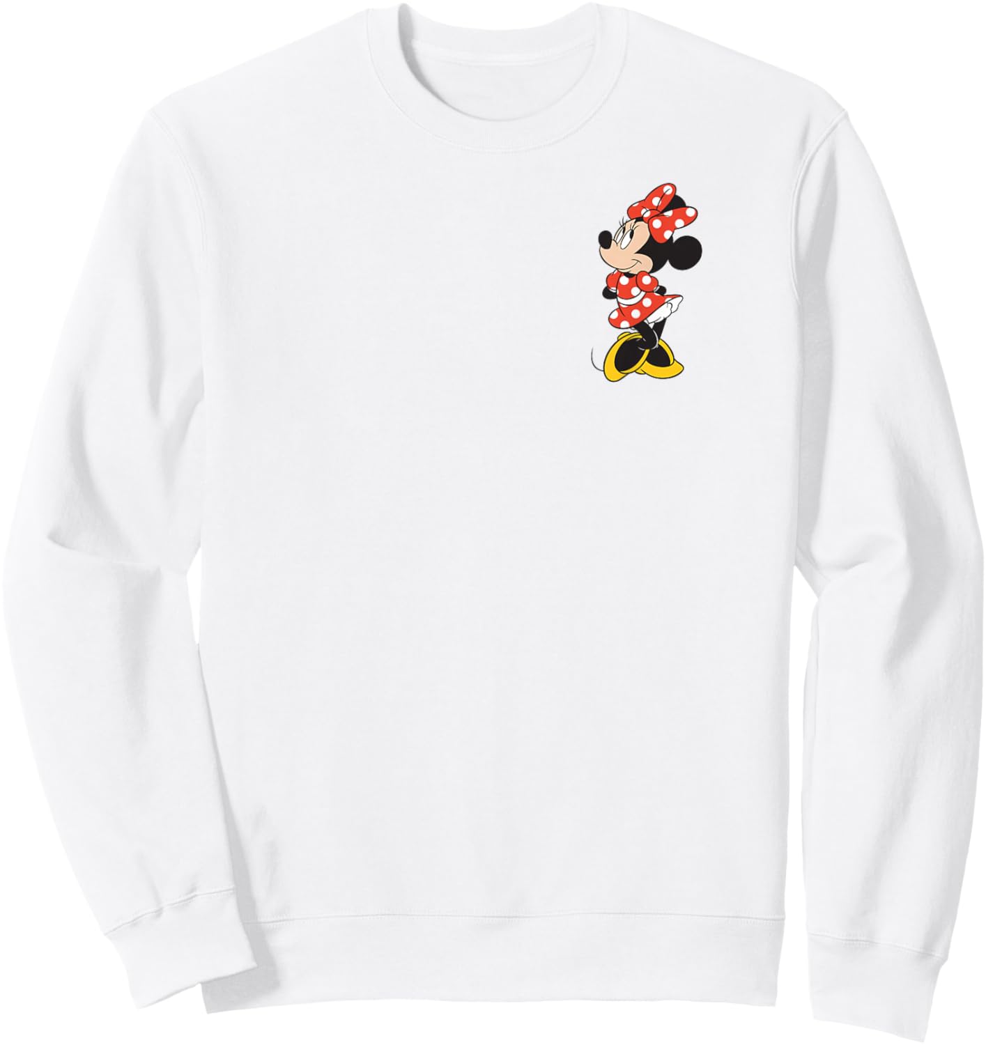 Disney Minnie Mouse Classic Polka Dot Dress Pocket Logo Sweatshirt - Sweatshirt | White