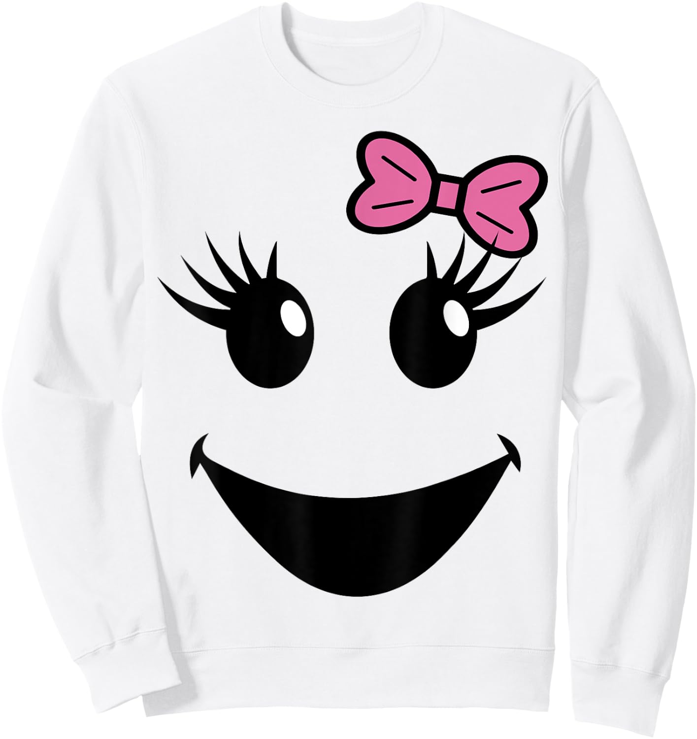 Cute Ghost Face With Bow Eyelashes Halloween Girls Sweatshirt - Sweatshirt | White